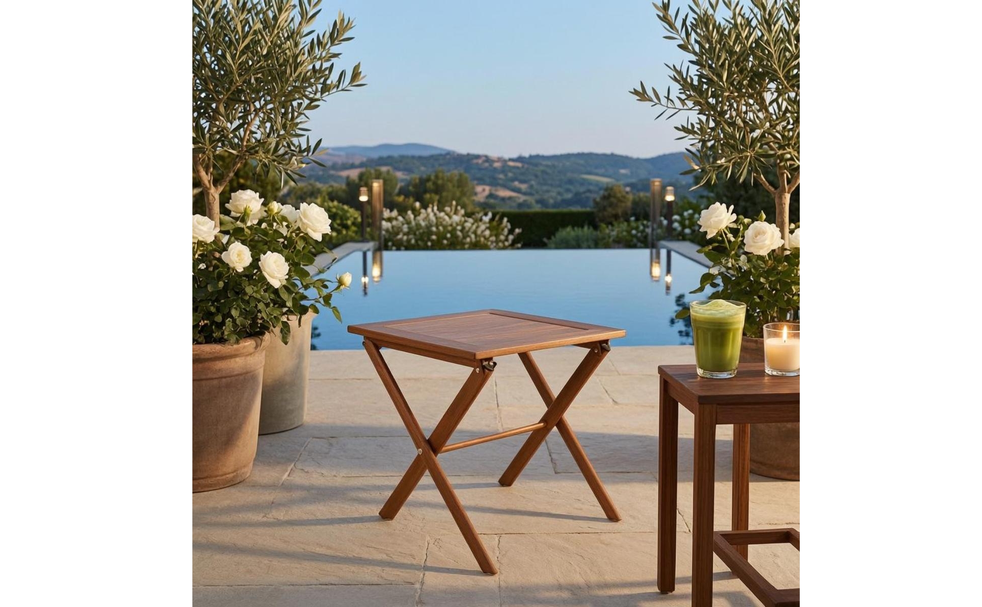 Table de Jardin Pliante Pieds Croisés Table Pliante Carrée Compacte