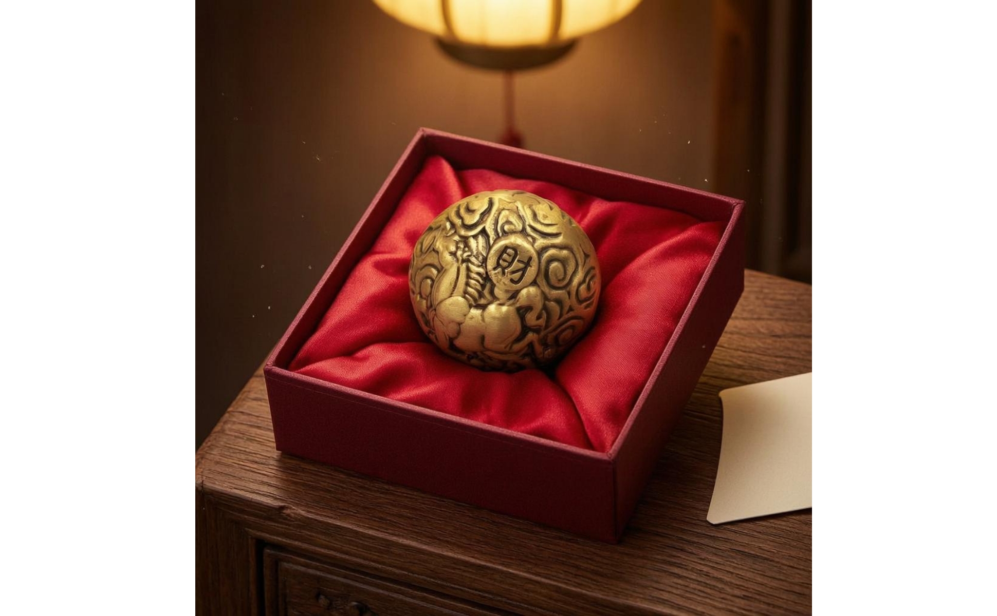 Horse Motif Decoration Auspicious Brass Sphere Decoration Carved Relief