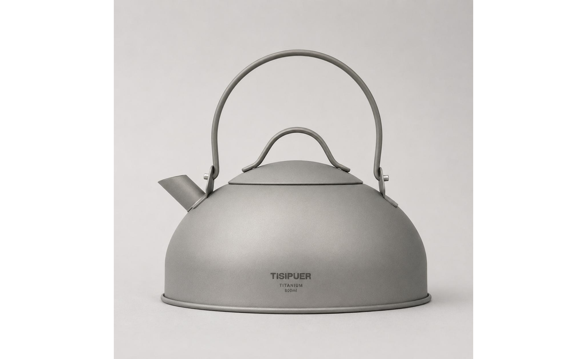 Titanium Kettle Matte Silver-Gray Camping Kettle Rounded Metal Body