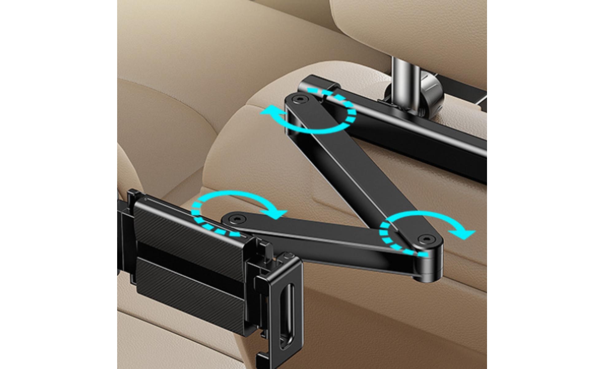 Rear-Seat Tablet Holder Folding Arm Car Headrest Tablet Stand Swivel Joints