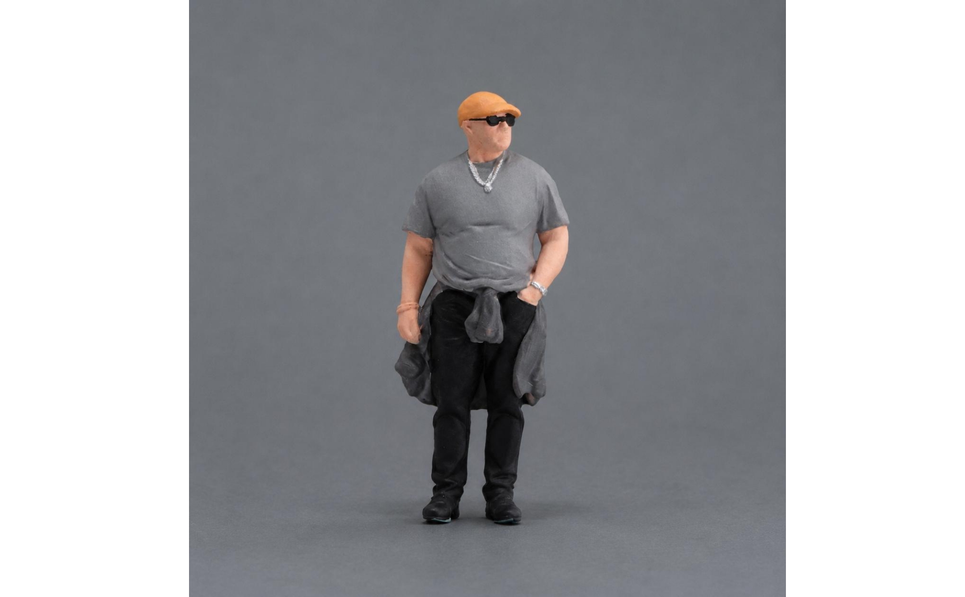 Figurine Homme Debout Style Scène Route Figurine Peinte Main Vêtements Peints