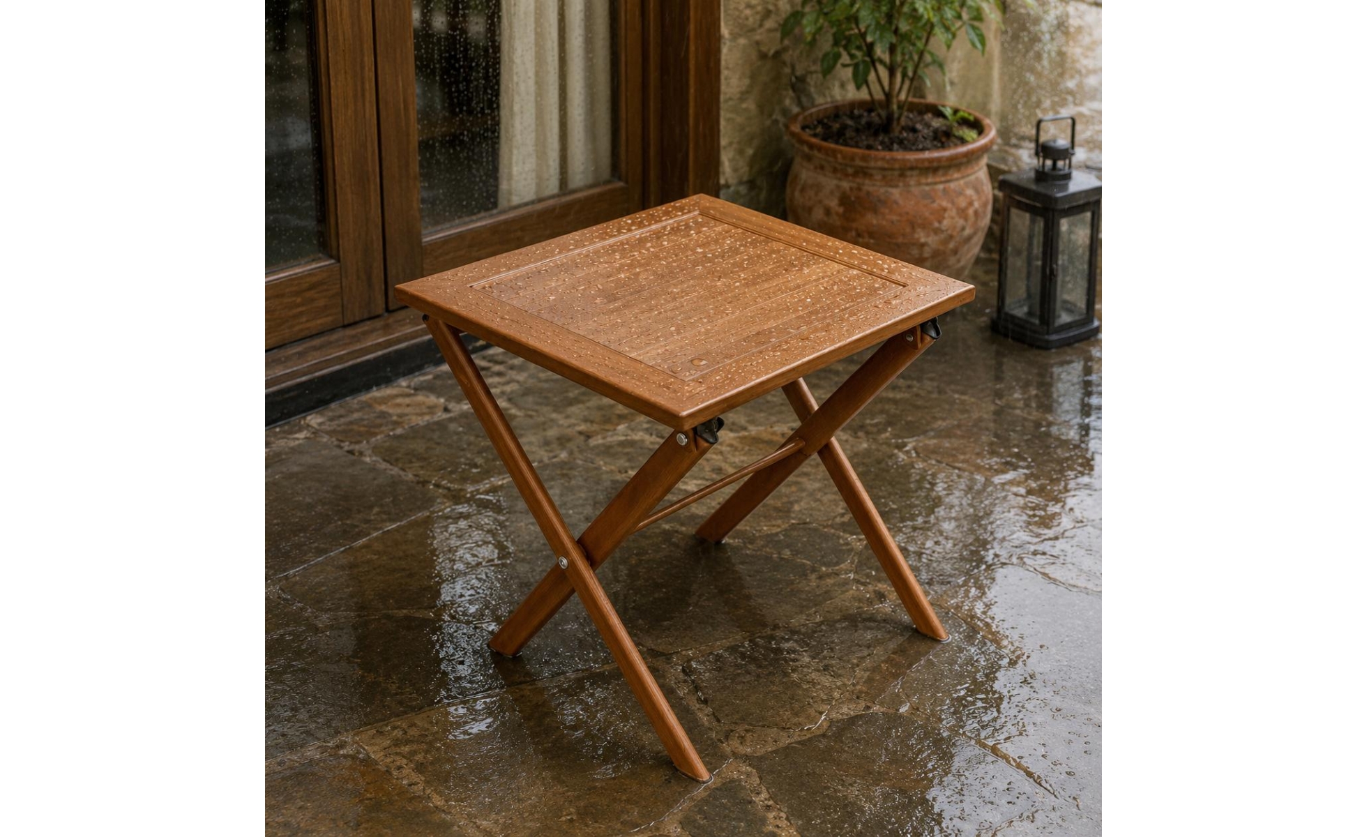 Table de Jardin Pliante Pieds Croisés Table Pliante Carrée Compacte