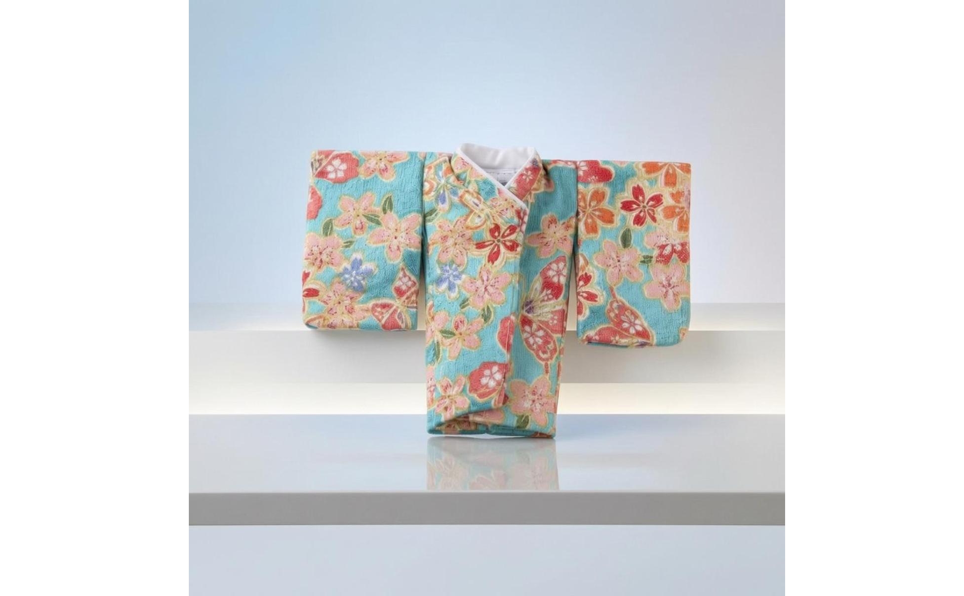 Floral Kimono Ensemble Wide Ribbon Sash Kimono Accessory Set Drawstring Pouch