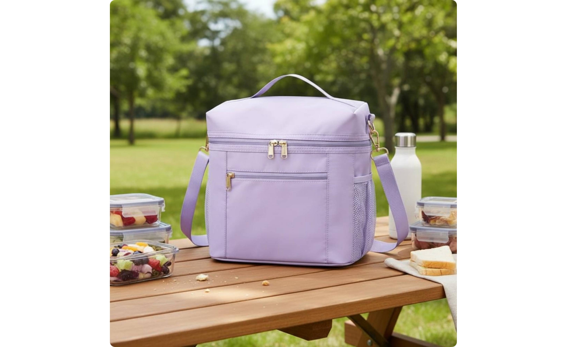 Nylon Meal Carrier Front Zip Pocket Soft-Sided Meal Carrier Multiple Pockets