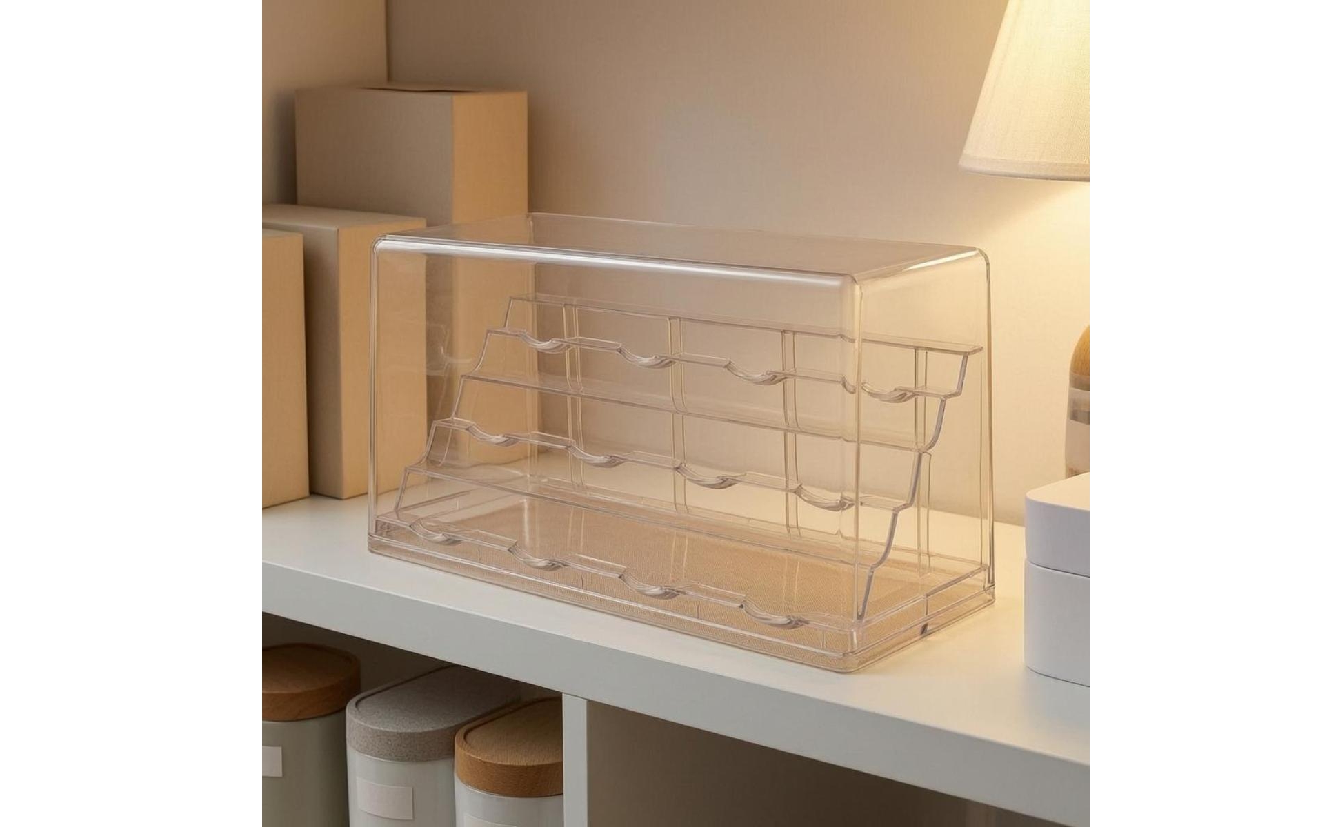 Button Display Box Transparent Button Display Case Dustproof for Collectors
