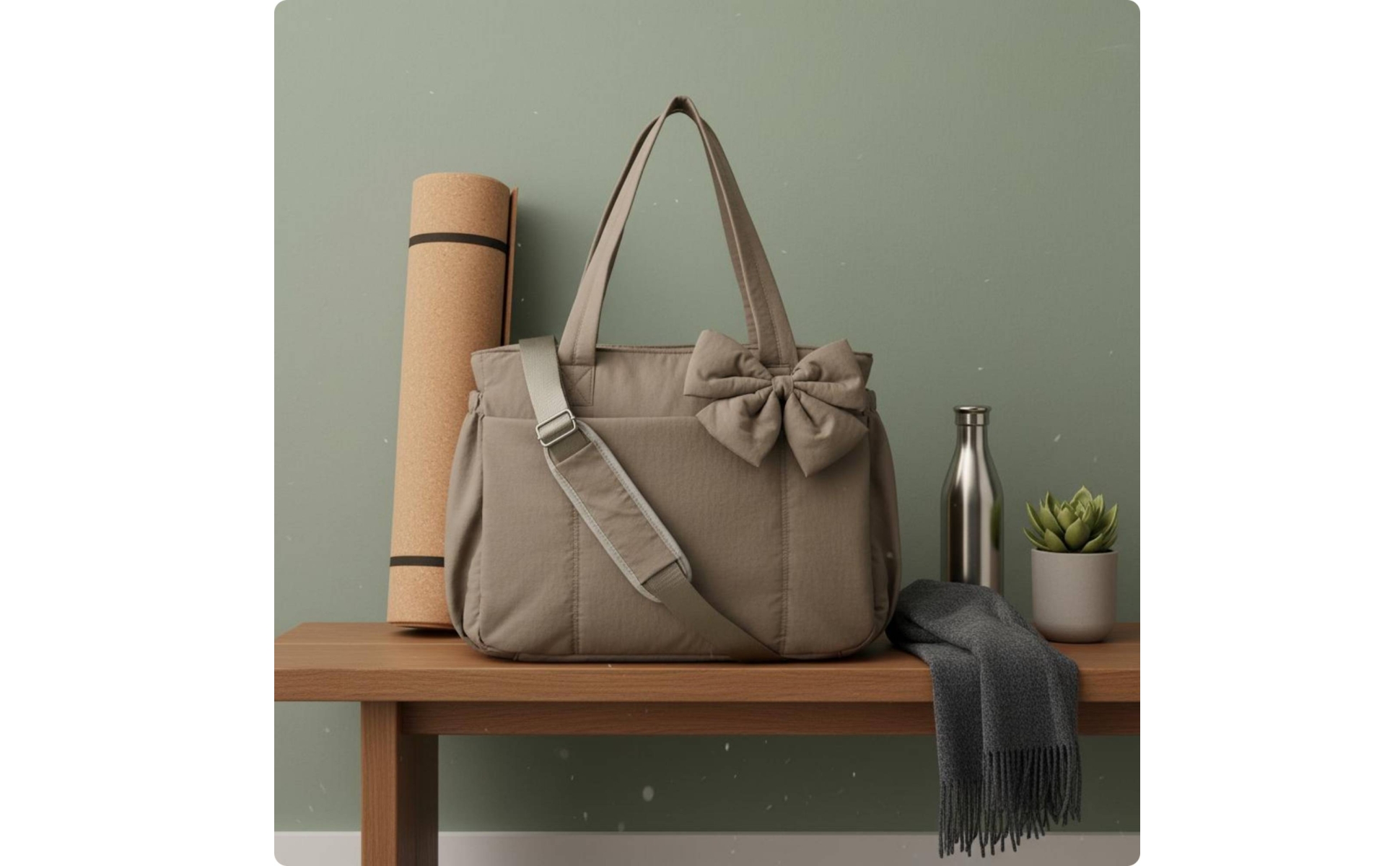 Ribbon Tote Bag Soft Padded Tote Bag Matte