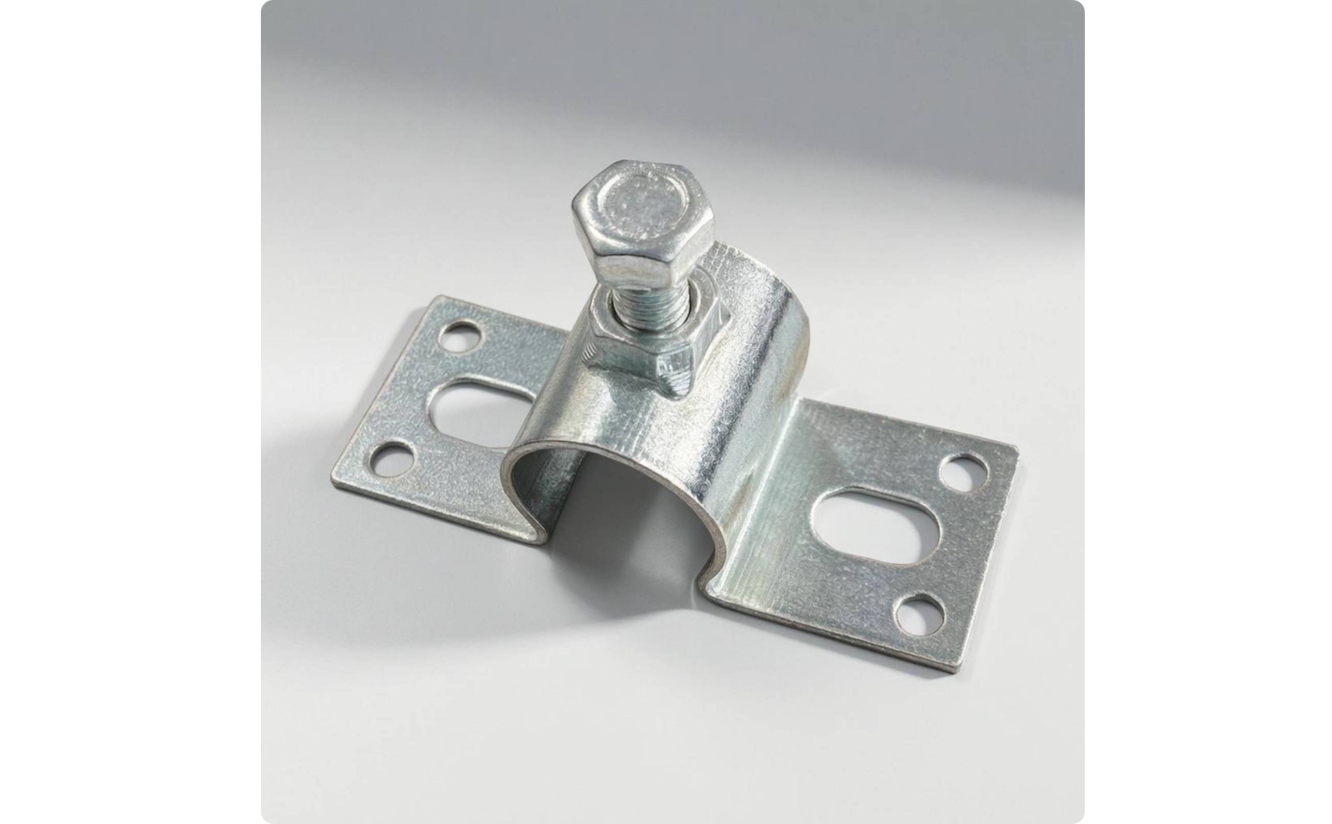 U-Shaped Clip Bracket Threaded Fastener Bolt-Tightened Clamp Metal-Like Finish