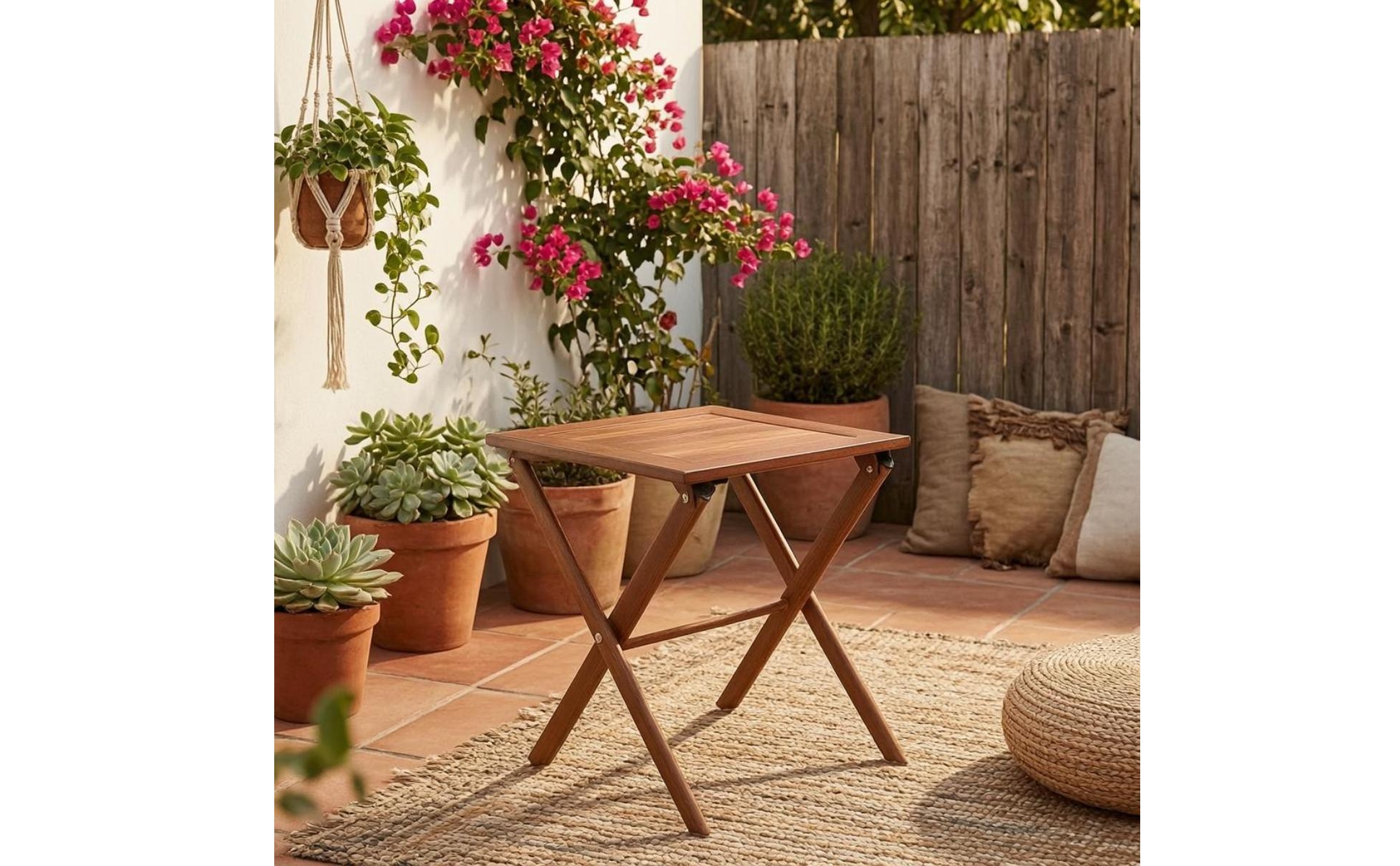 Table de Jardin Pliante Pieds Croisés Table Pliante Carrée Compacte