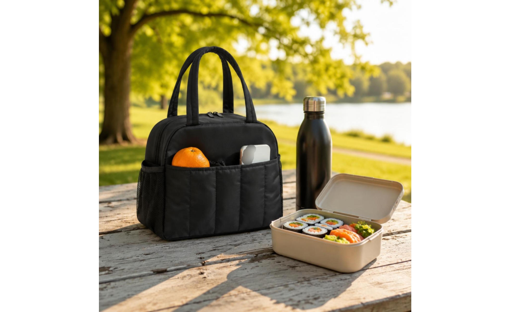 Puffer Lunch Bag Padded Quilted Lunch Bag Matte Finish