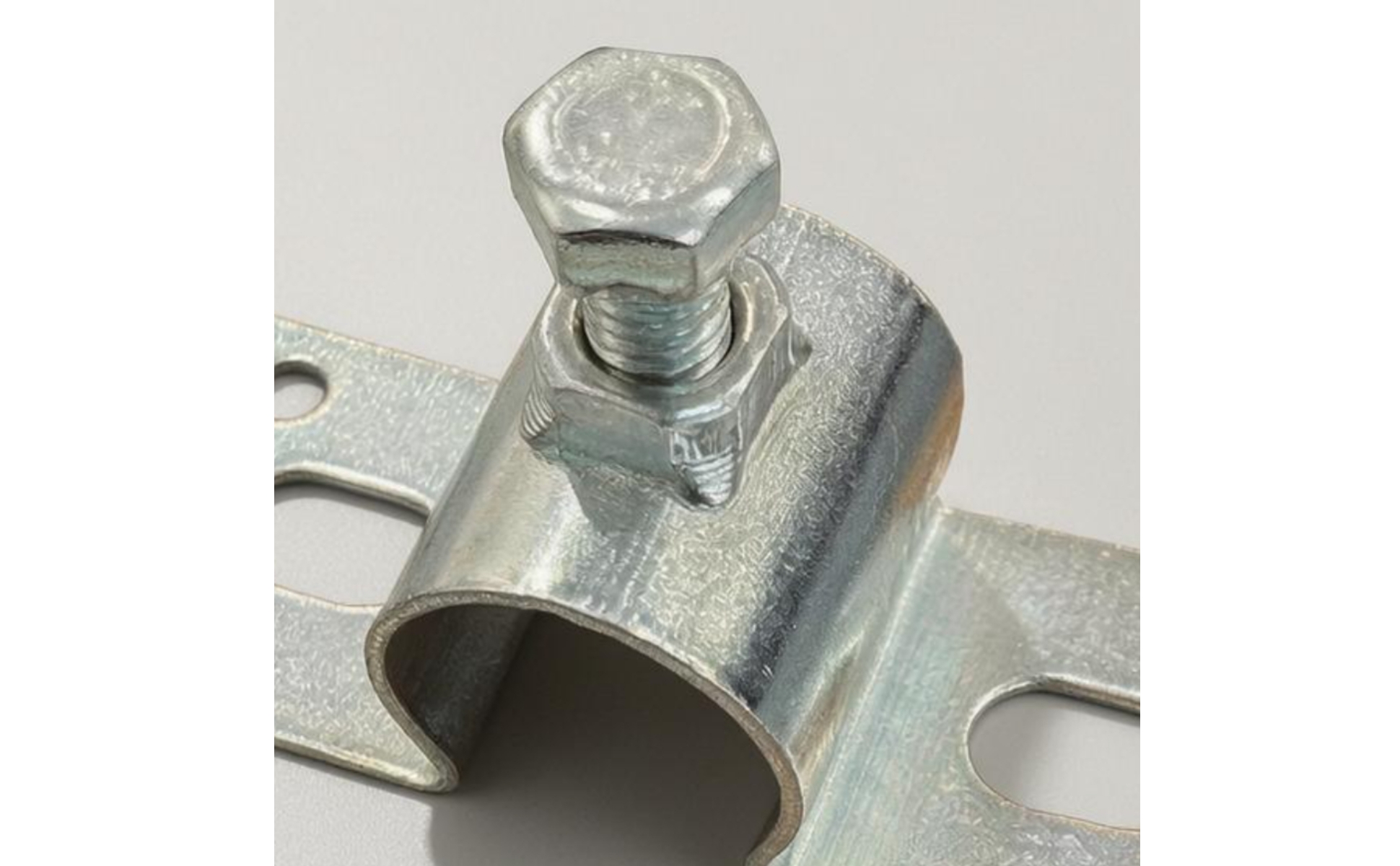 U-Shaped Clip Bracket Threaded Fastener Bolt-Tightened Clamp Metal-Like Finish