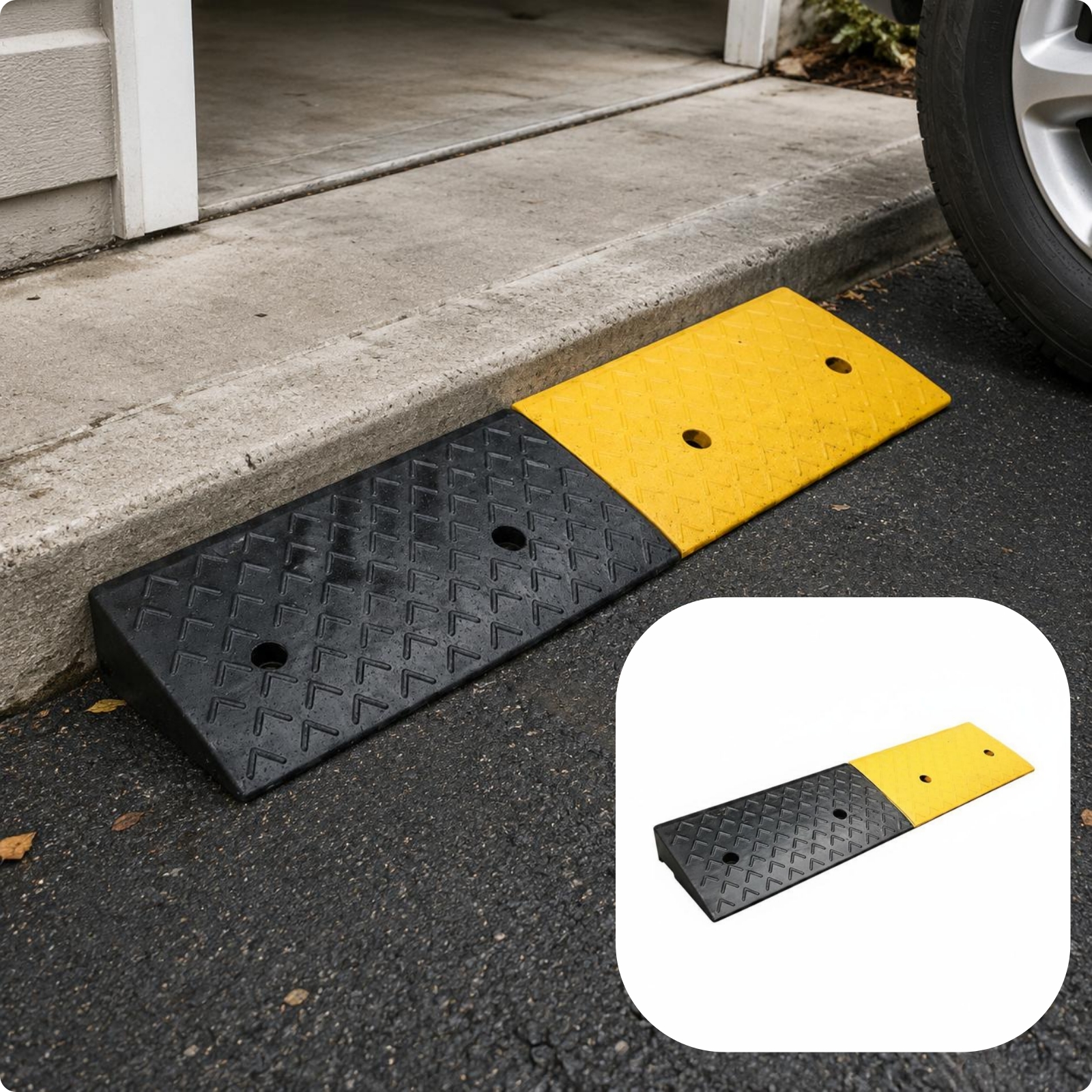 Rubber Curb Ramp Anti-Slip Curb Slope Pad Wear Resistant for Entrance, Garage