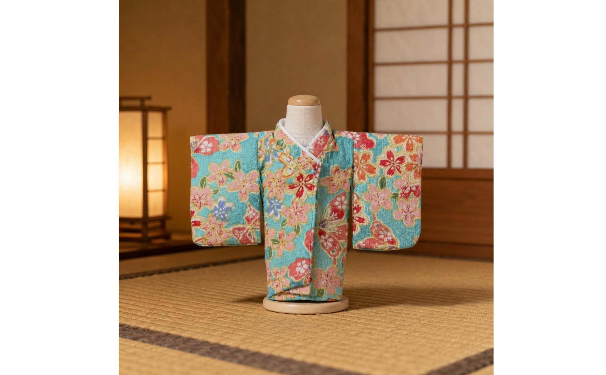 Floral Kimono Ensemble Wide Ribbon Sash Kimono Accessory Set Drawstring Pouch