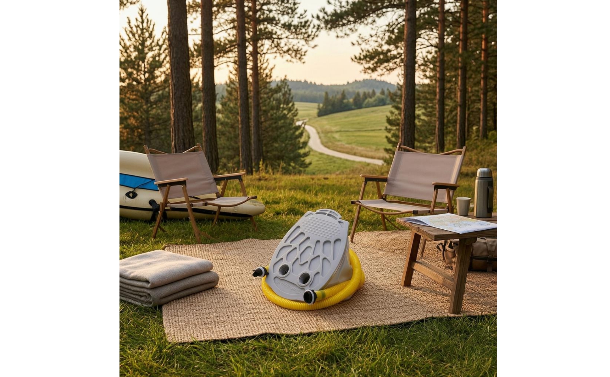 Pedalluftpumpe grauer Plastik Tretluftpumpe zwei Anschlüsse