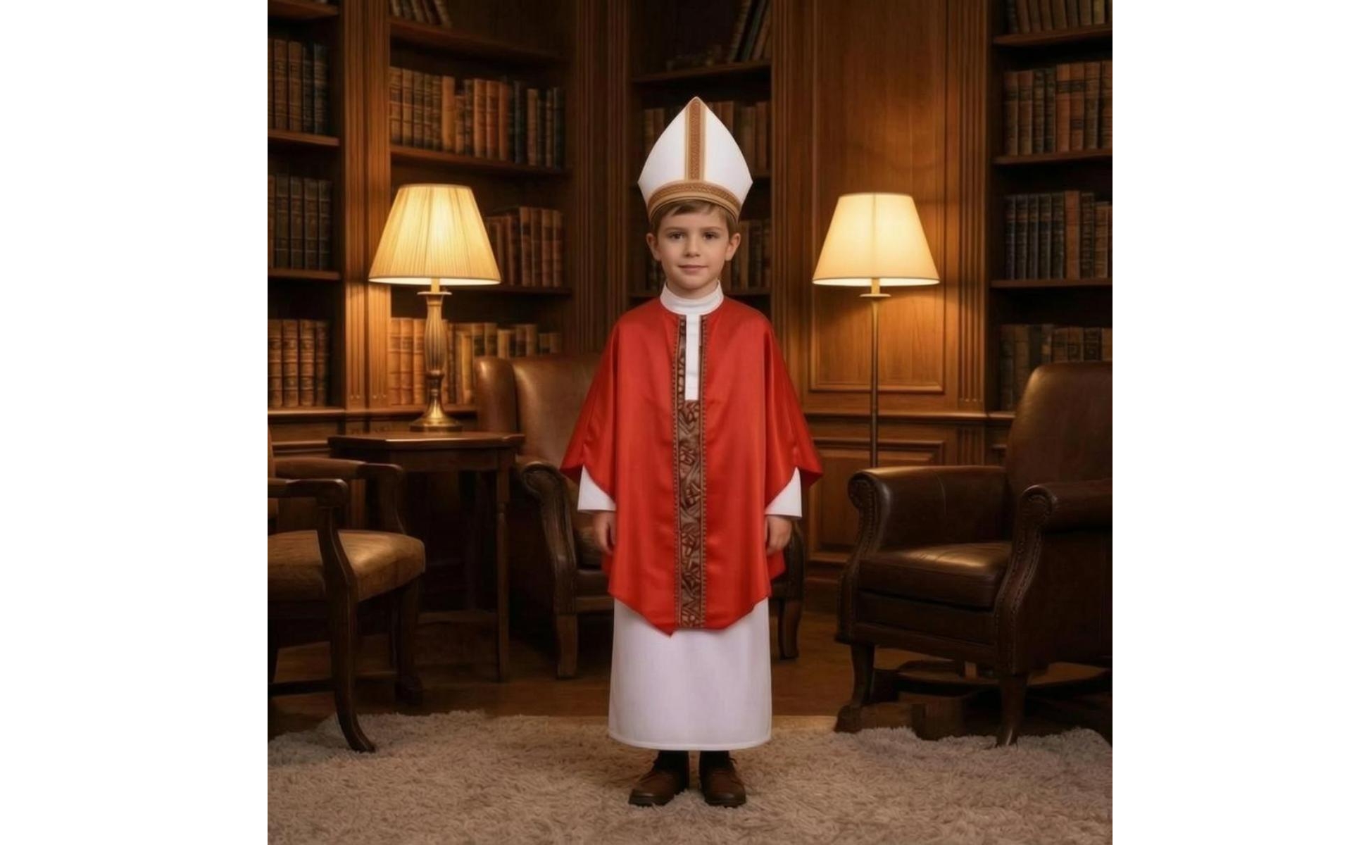 Robe and Cape Costume Patterned Trim Clergy Costume Outfit Long Sleeve