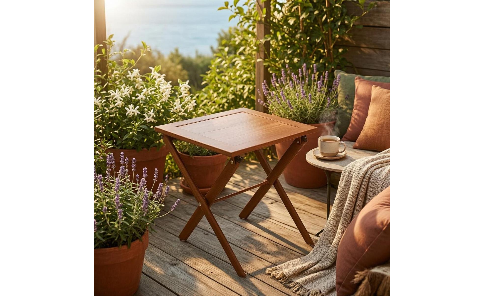 Table de Jardin Pliante Pieds Croisés Table Pliante Carrée Compacte