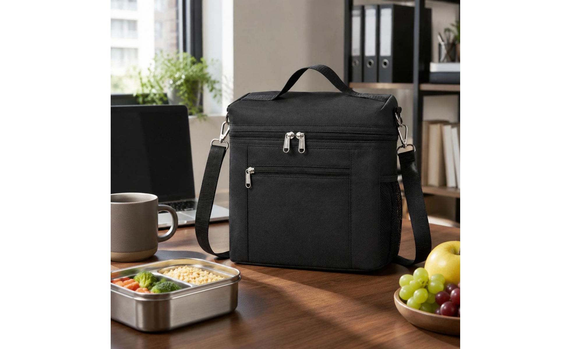 Nylon Meal Carrier Front Zip Pocket Soft-Sided Meal Carrier Multiple Pockets