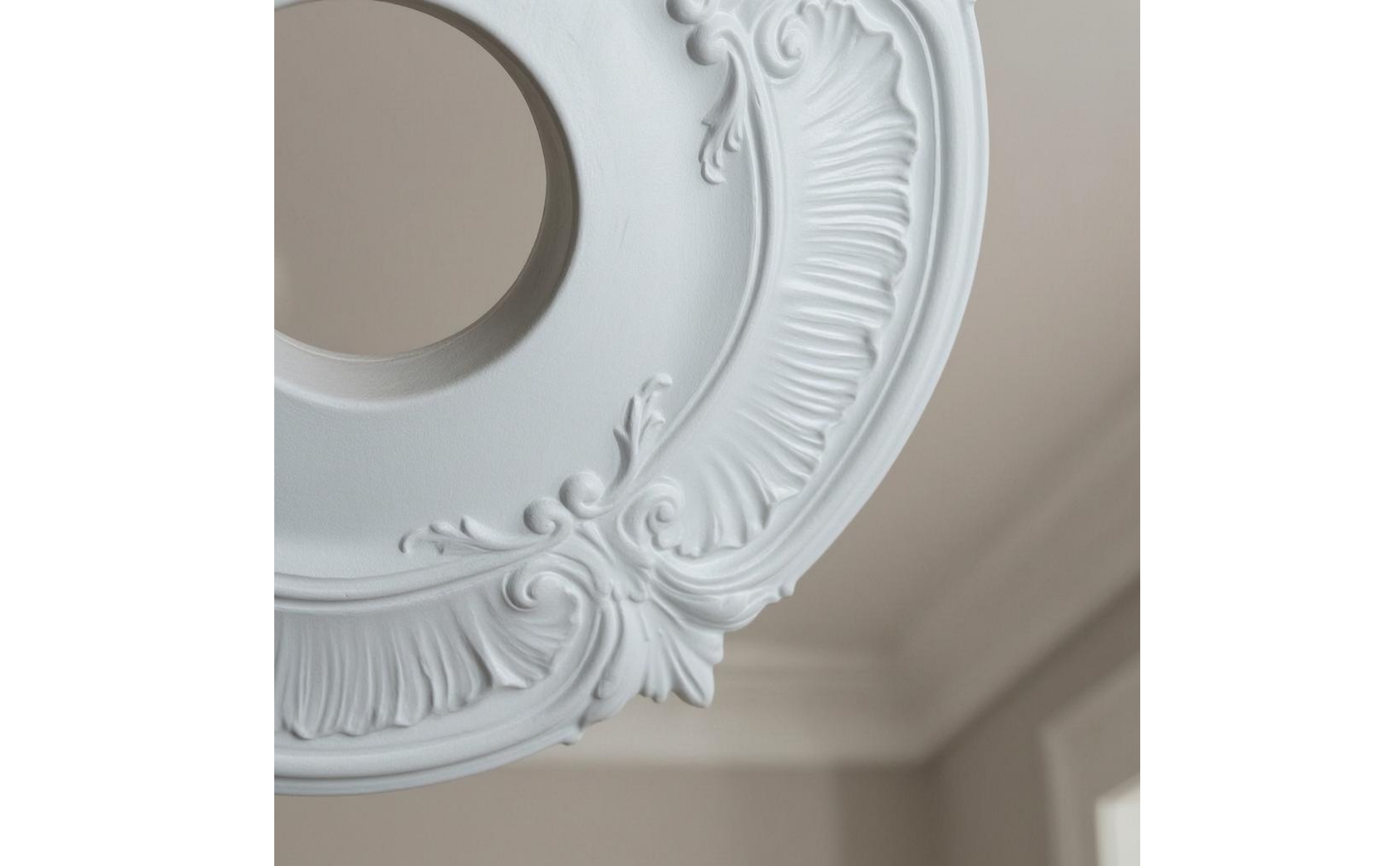 Deckenrosette Plasteroptik Runde Deckenplatte Konzentrische Struktur