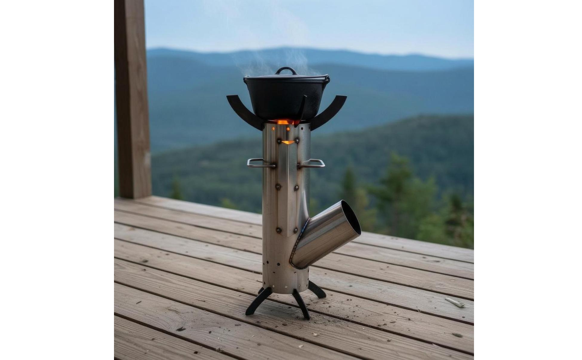 Portable Folding Cylindrical Cooker Side Fuel Feed Folding Leg Cylindrical