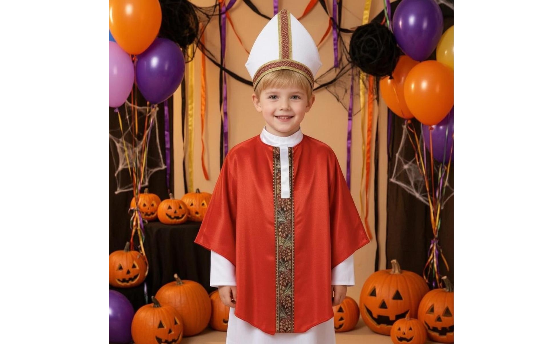 Robe and Cape Costume Patterned Trim Clergy Costume Outfit Long Sleeve