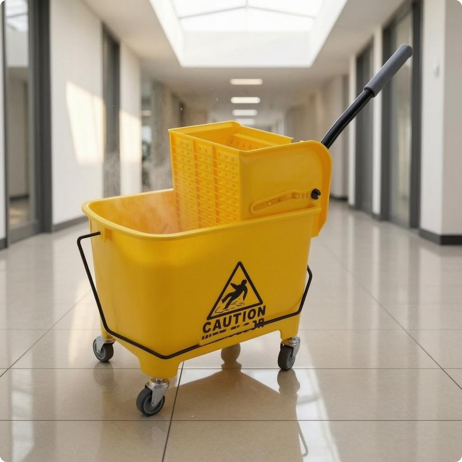 Mop Wringer Pail Cart Floor Warning Graphic Mop Pail Cart Plastic