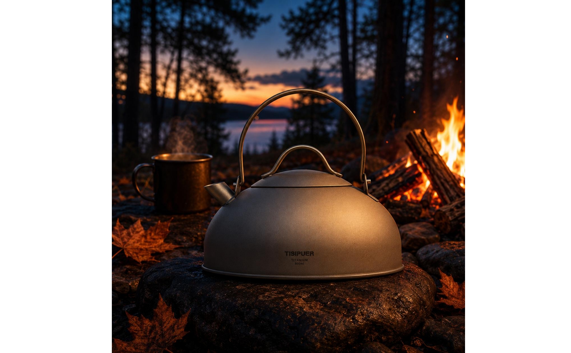 Titanium Kettle Matte Silver-Gray Camping Kettle Rounded Metal Body