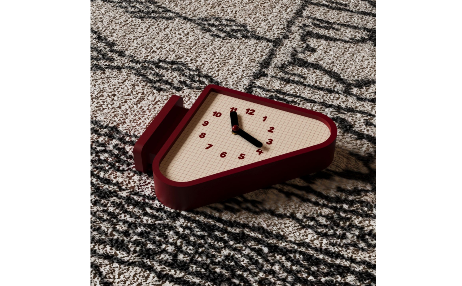 Triangular Wall Clock Grid-Pattern Dial Corner Clock Side-Mounted