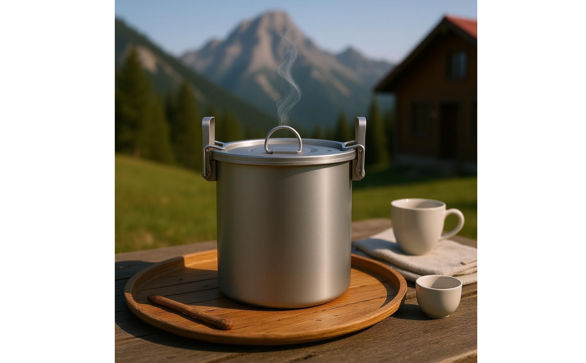 Titanium Rice Steamer Fitted Lid Multipurpose Steamer Pot Side Handles