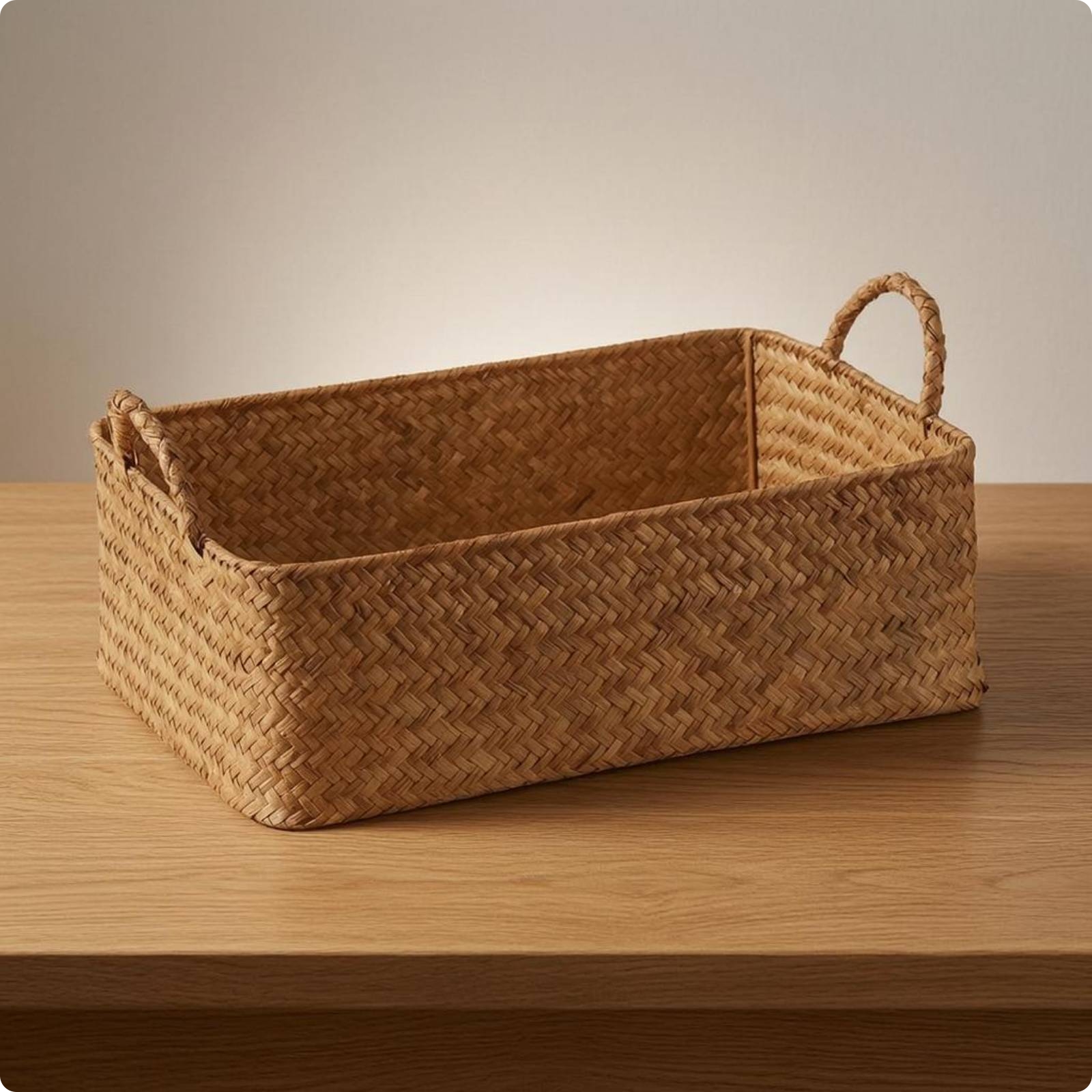 Handwoven Straw Container Braided Woven Basket Natural Material for Countertop