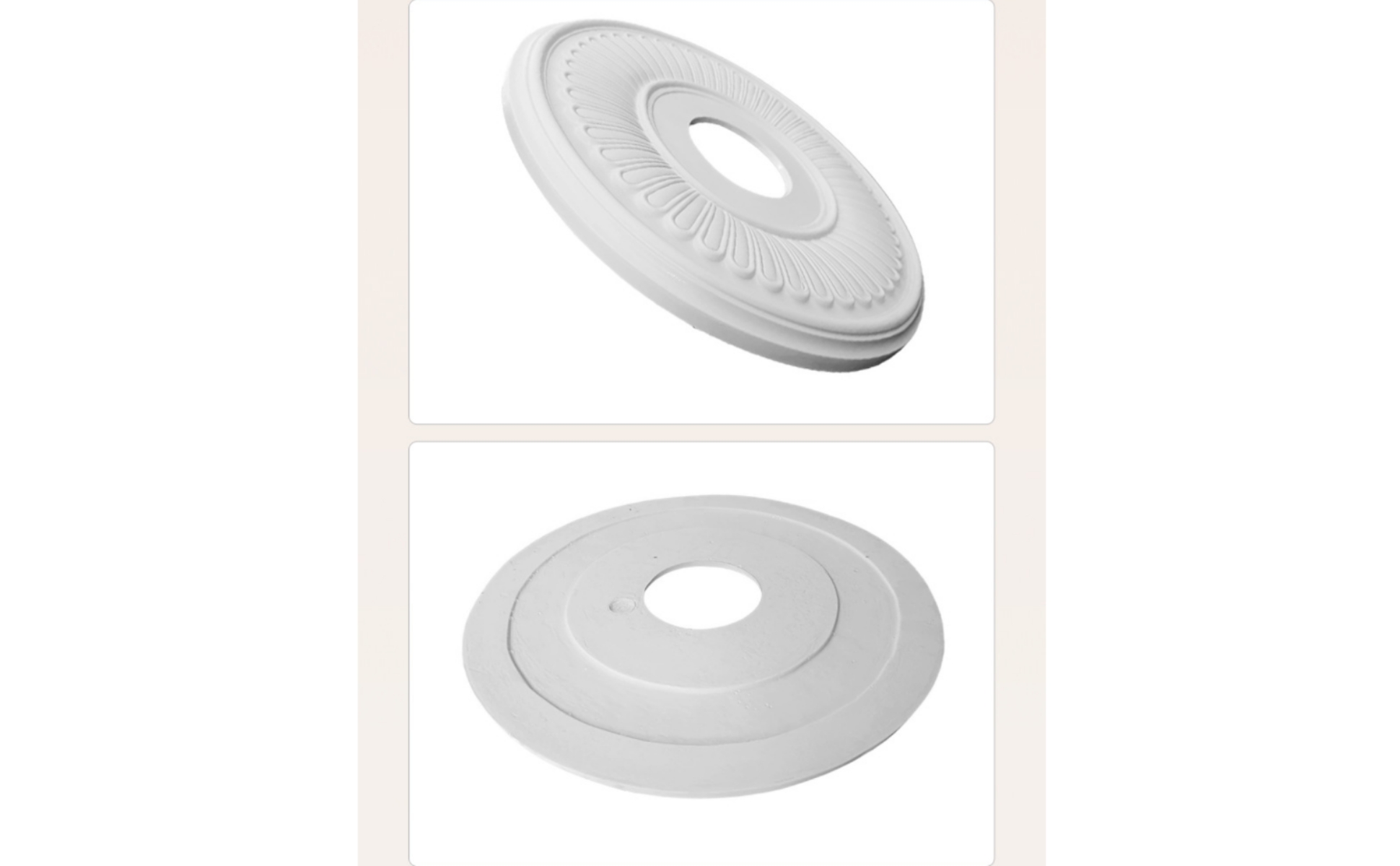 Rosace de Plafond Motif Floral Gaufré Médaillon de Plafond Blanc Peignable