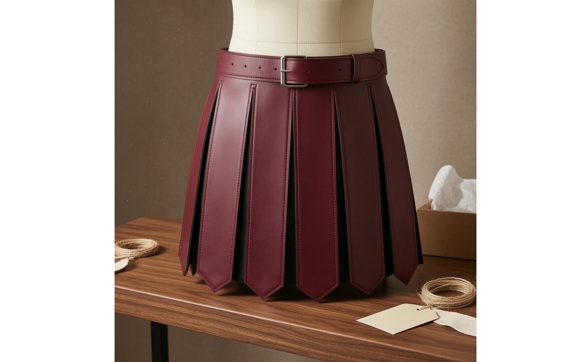 Jupe de Gladiateur Bordures Cousues Jupe Style Gladiateur Boucle Métallique