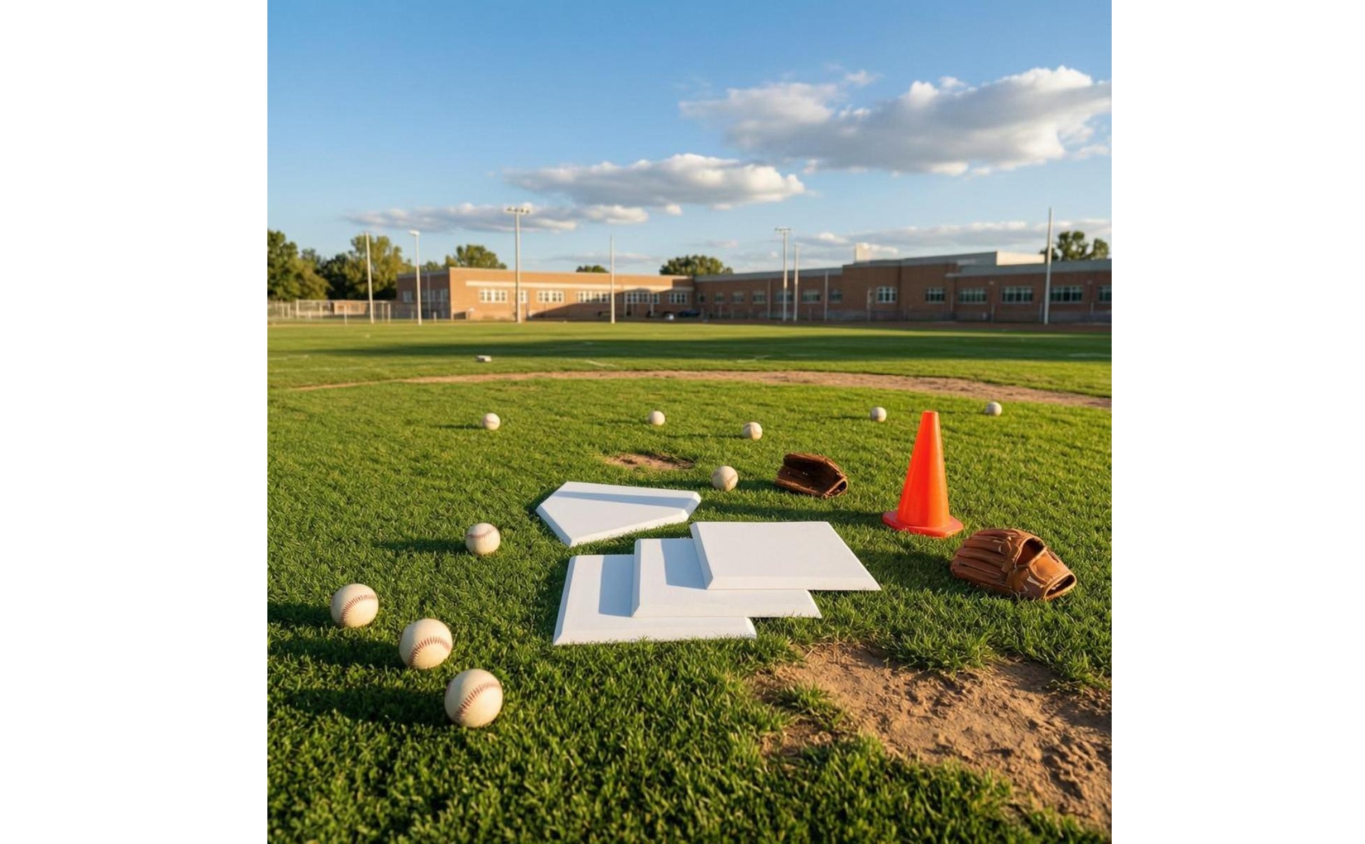 4 Pieces Baseball-Basisset abgeschrägte Kanten quadratische Basen weiß