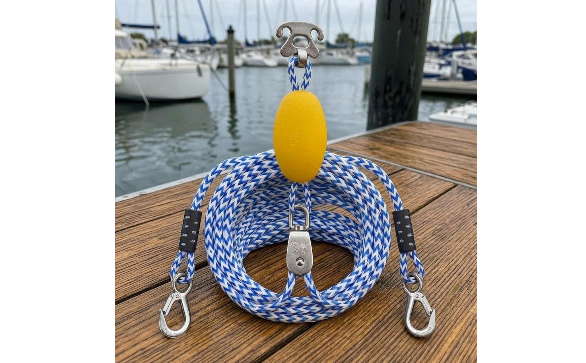 Double-Hook Tow Rope Braided PE Watercraft Tow Rope Stainless Steel Fittings