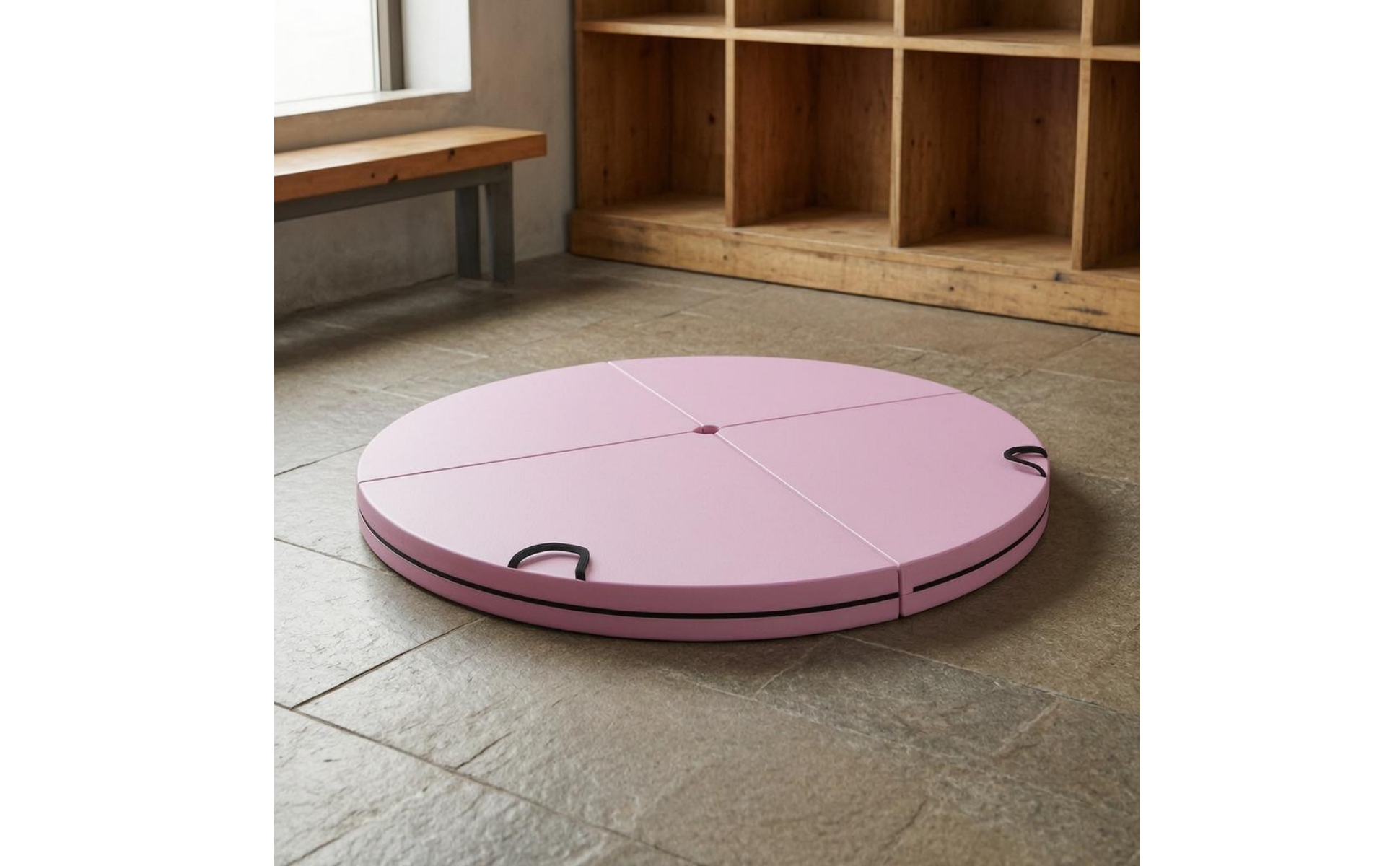 Round Pole Safety Mat Multi-Panel Foldable Pole Mat Central Opening