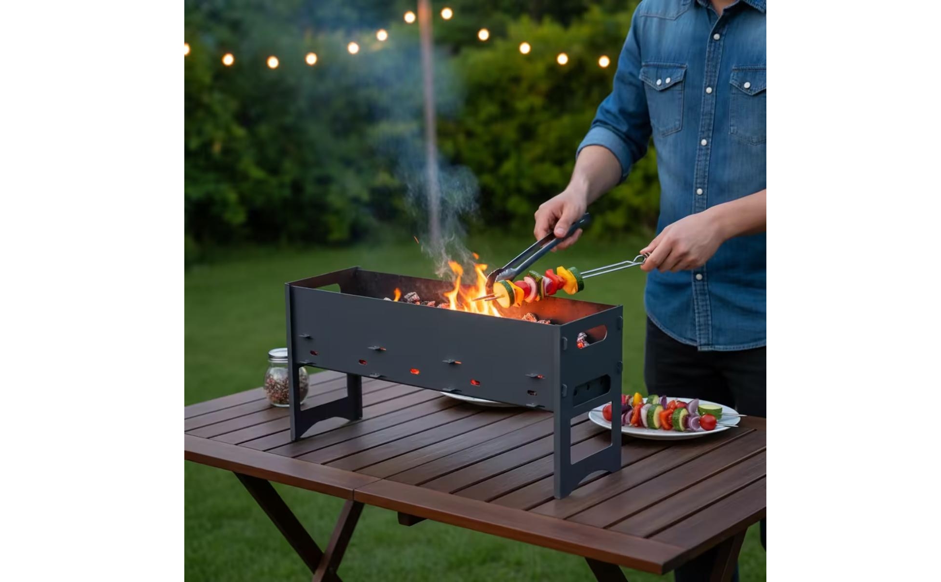 Portable Briquette Cooker Folding Flat-Packed Cooker Easy Assembly