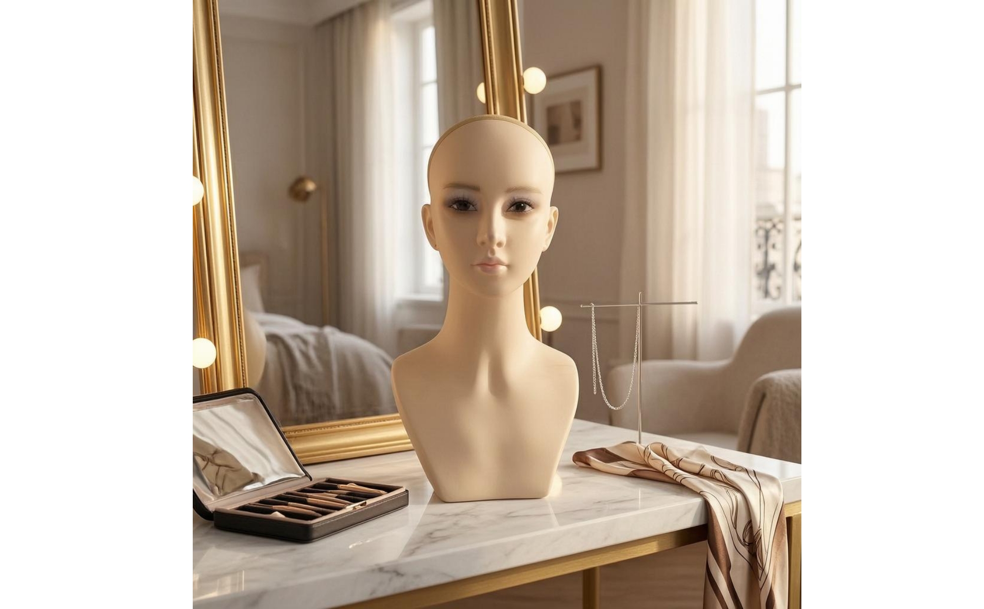 Female Mannequin Bust PVC Shell Hairpiece Display Head Foam Filled