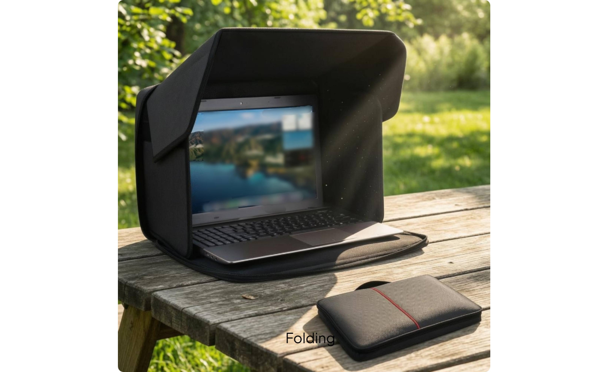 Laptop Privacy Shade Textured Textile Foldable Laptop Hood Stitched Seams