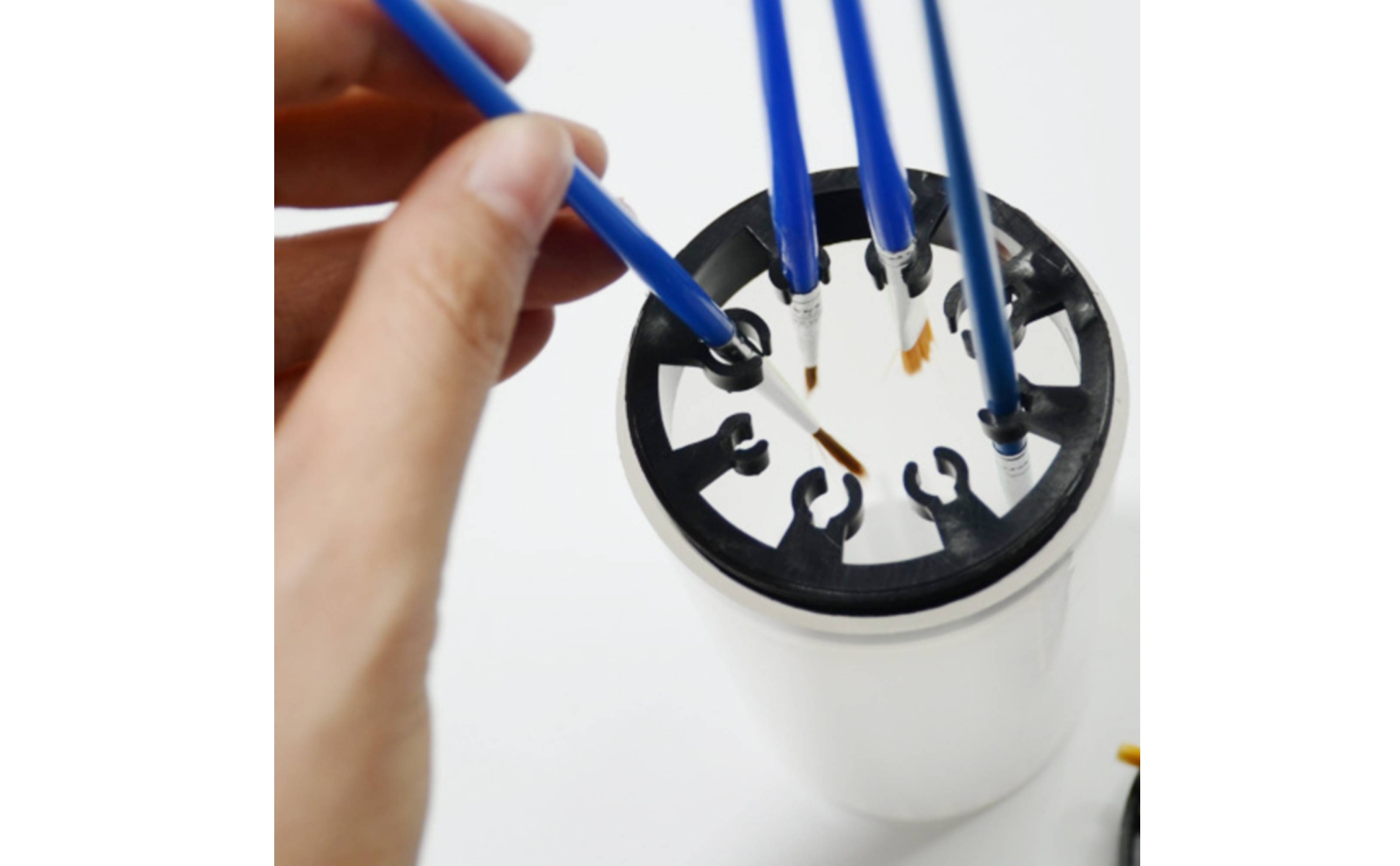 Brush Washing Cup Black Lid Paint Brush Washer Translucent