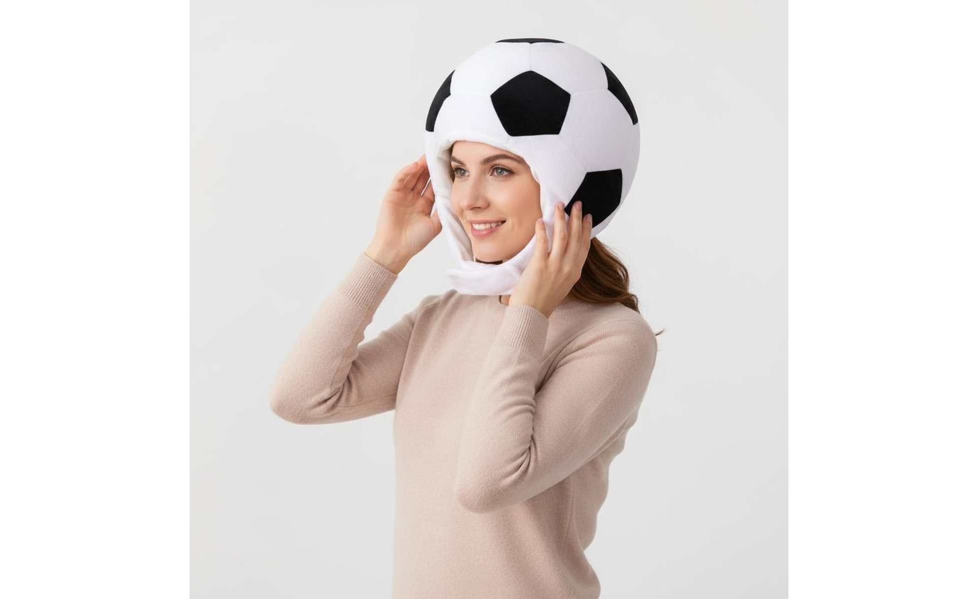 Fuzzy Fútbol Hat Cute Fútbol Head Hat Funny Shape for Photo, Sports Event