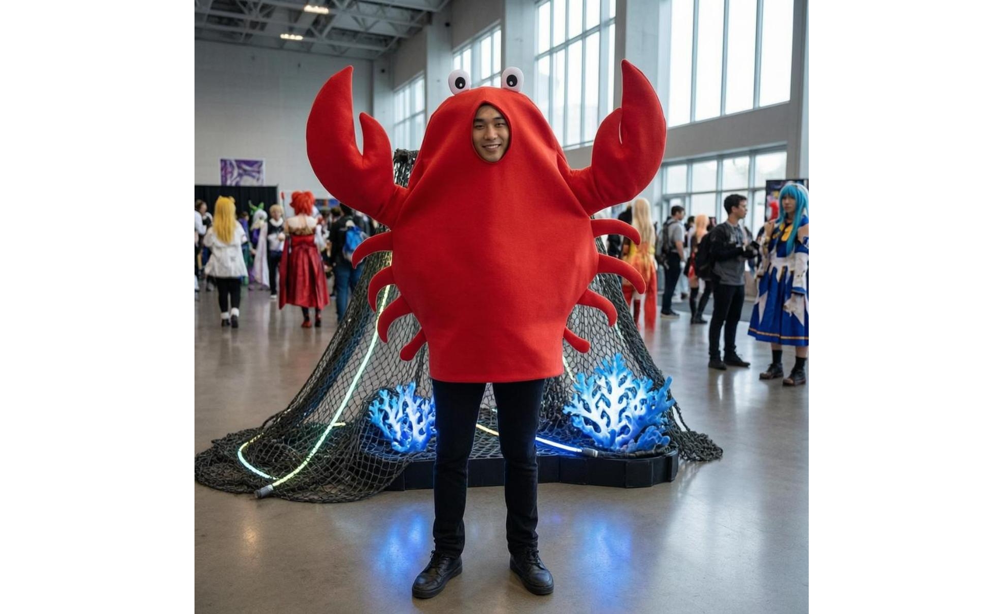 Ganzkörper-Krabbenschale Schalenform Krabben-Cosplay-Kostüm Karminrot