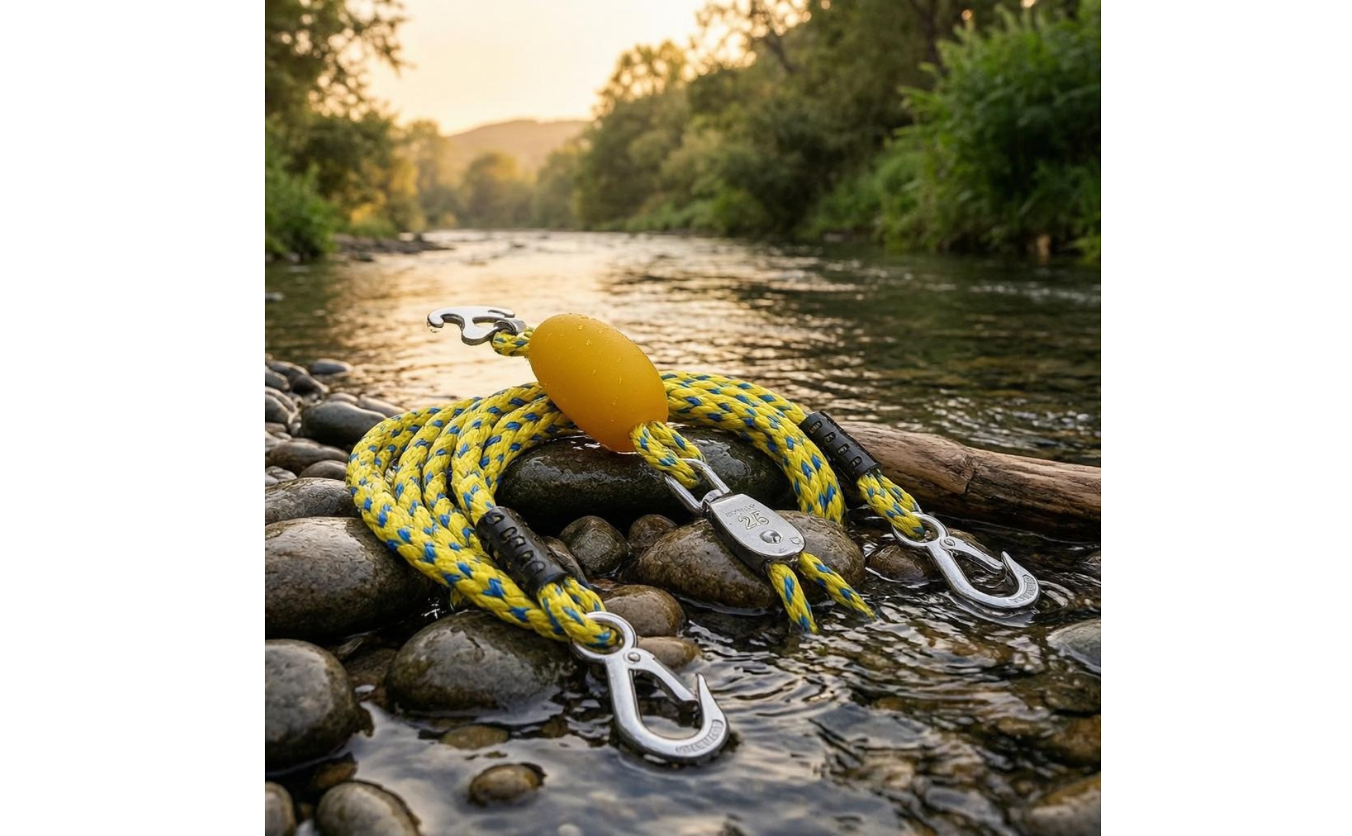 Double-Hook Tow Rope Braided PE Watercraft Tow Rope Stainless Steel Fittings