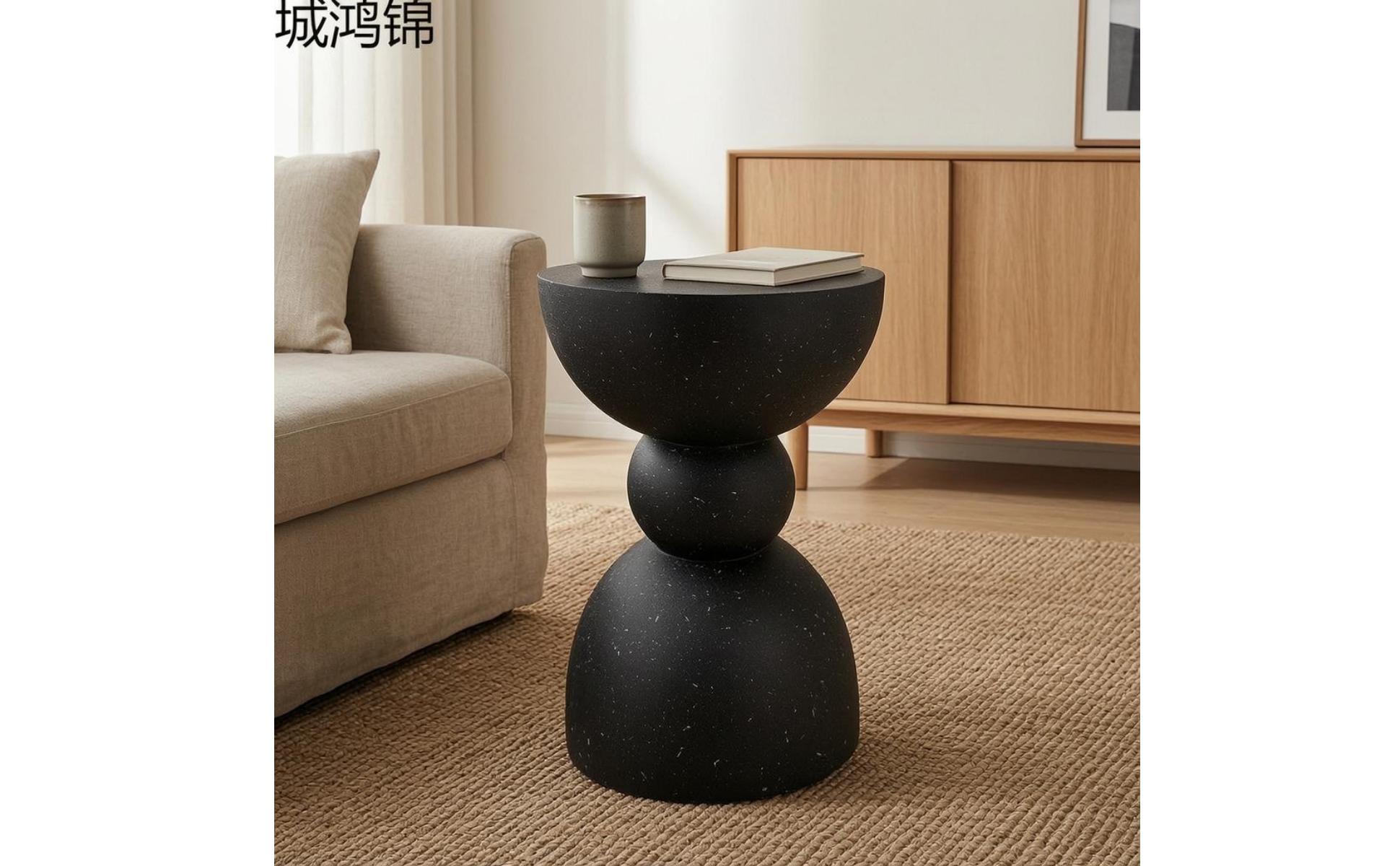 Pedestal Side Table Sculptural Base Small Side Table Compact for Beside Sofa