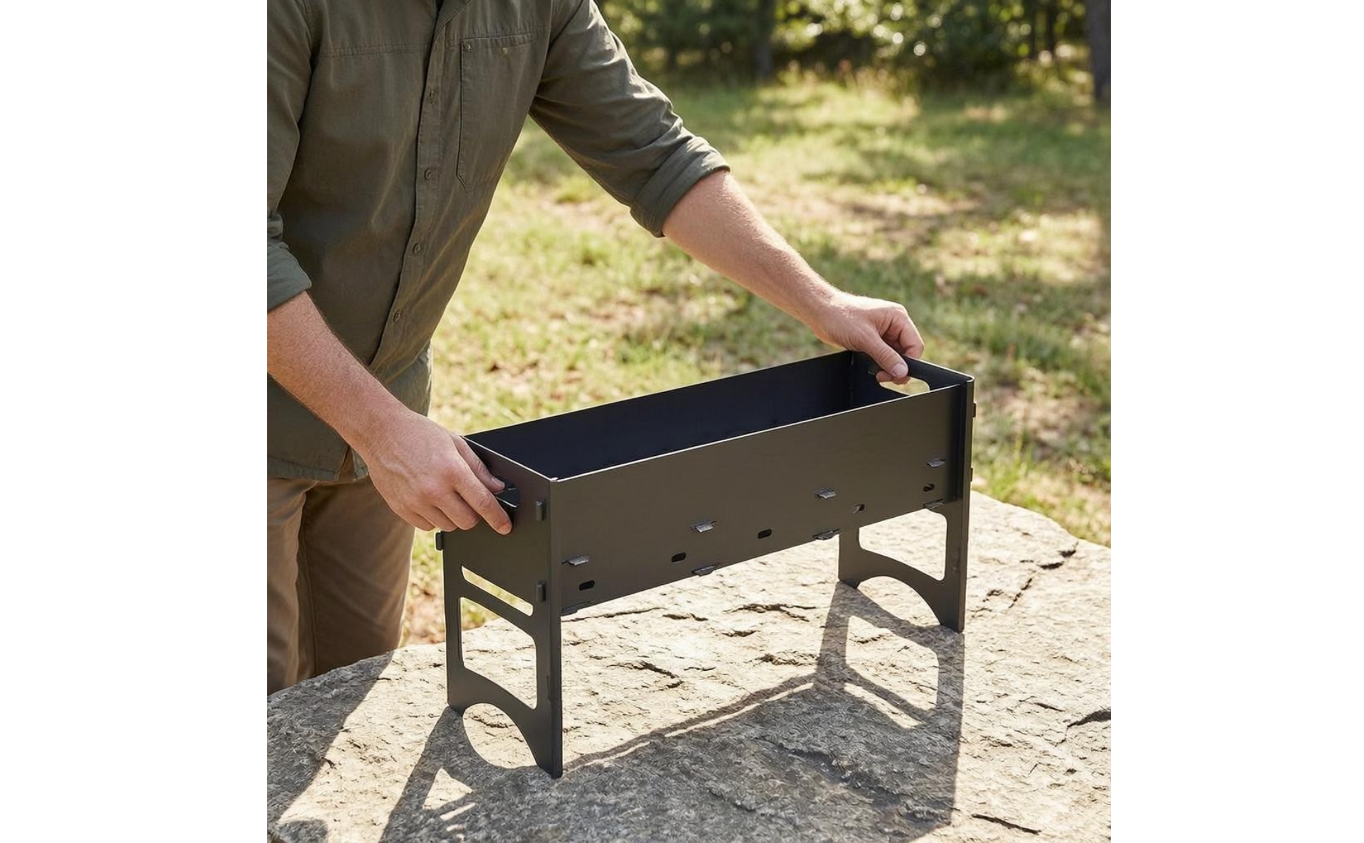 Portable Briquette Cooker Folding Flat-Packed Cooker Easy Assembly