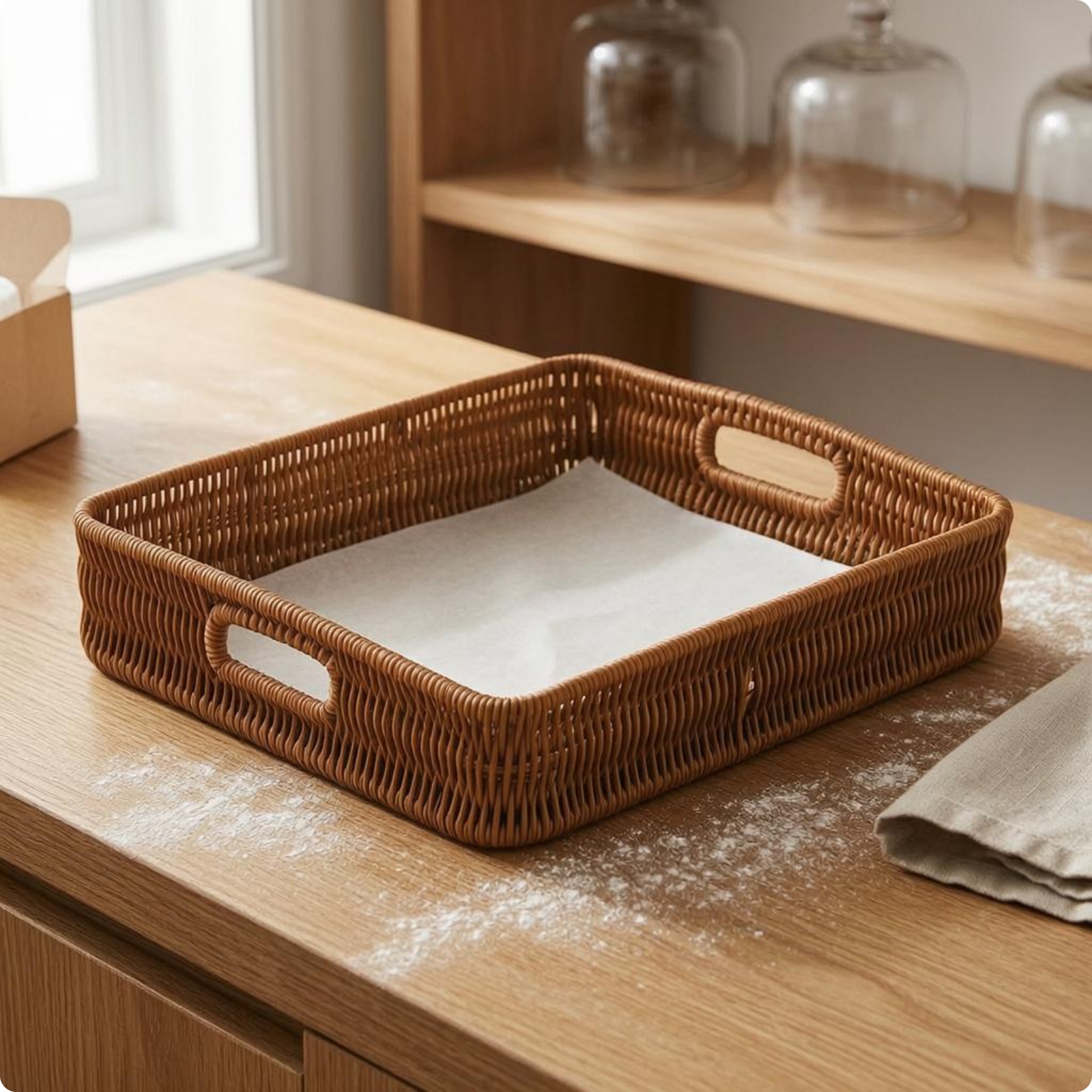 Wicker Basket Tray Handwoven Rattan Tray Basket Multipurpose for Tabletop