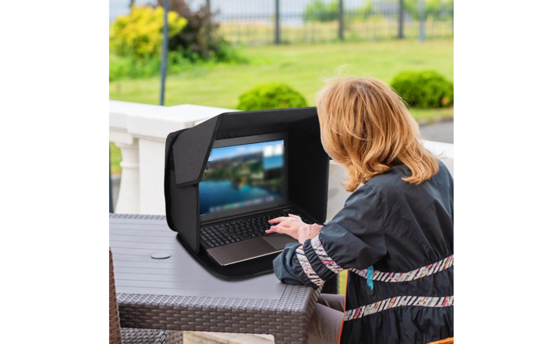 Laptop Privacy Shade Textured Textile Foldable Laptop Hood Stitched Seams