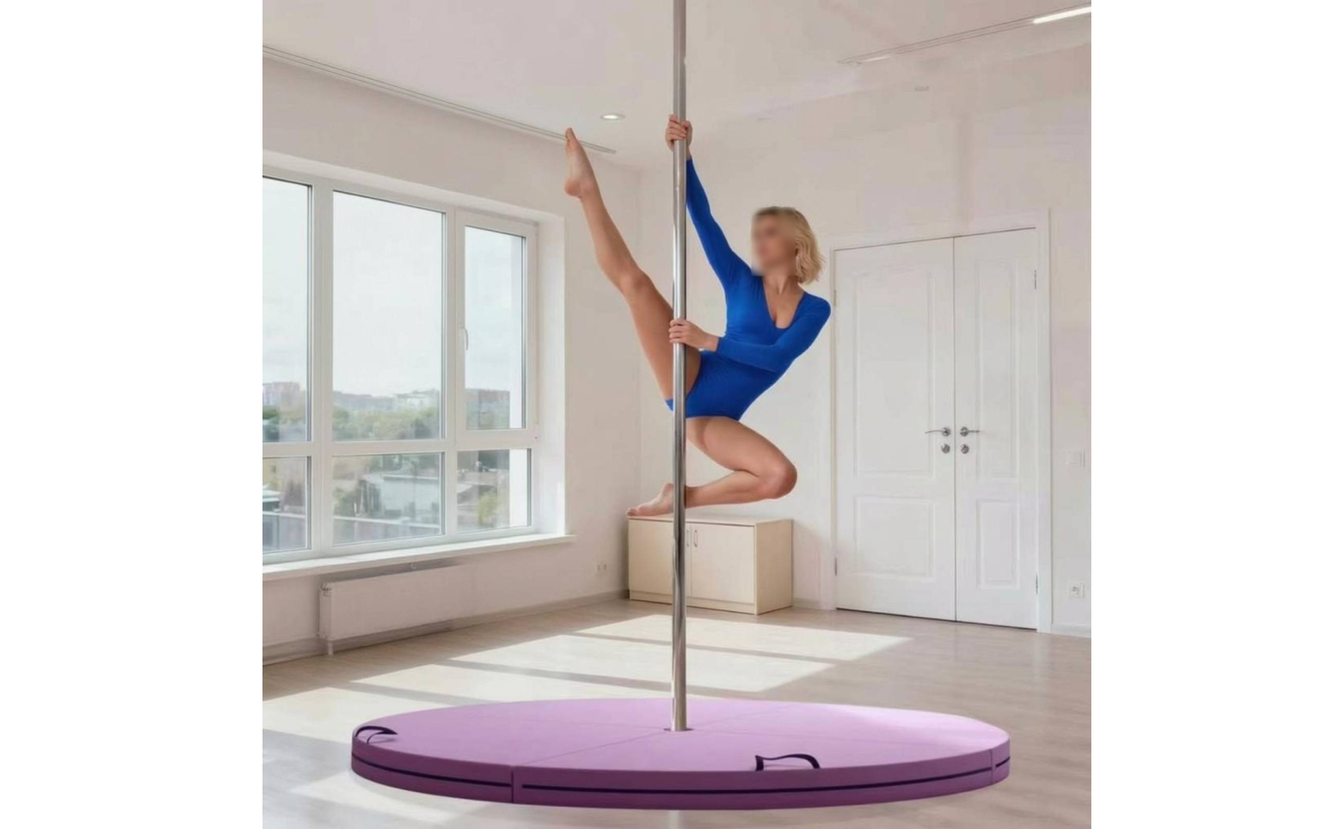 Round Pole Safety Mat Multi-Panel Foldable Pole Mat Central Opening