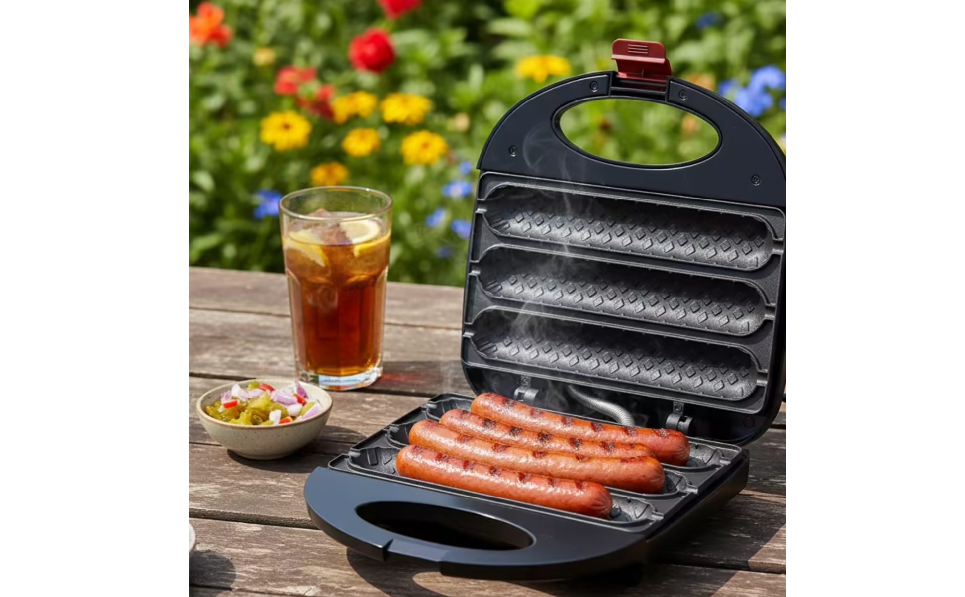 Klappbarer Hotdog-Grill klappbar elektrischer Würstchengrill kompakt