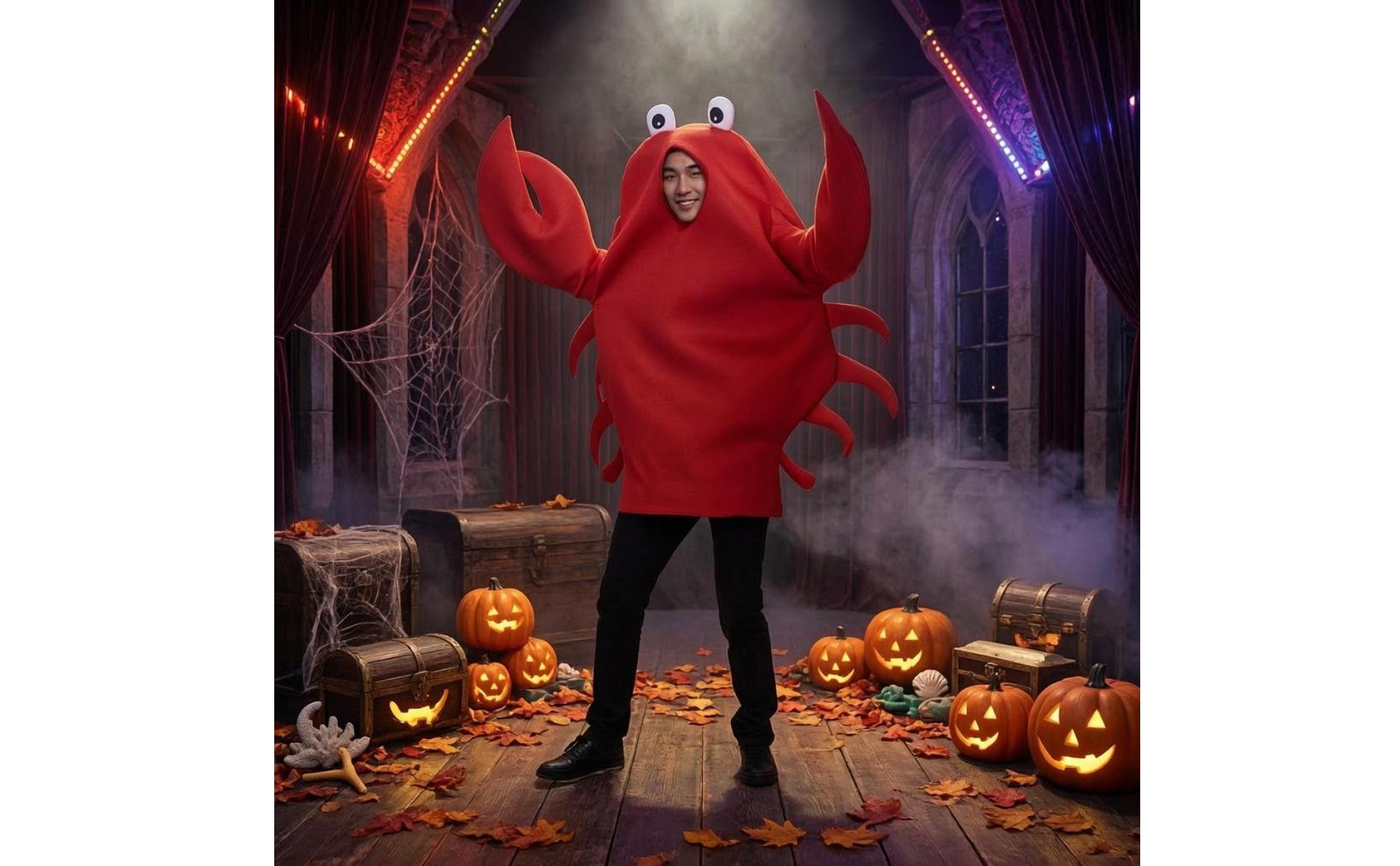 Ganzkörper-Krabbenschale Schalenform Krabben-Cosplay-Kostüm Karminrot