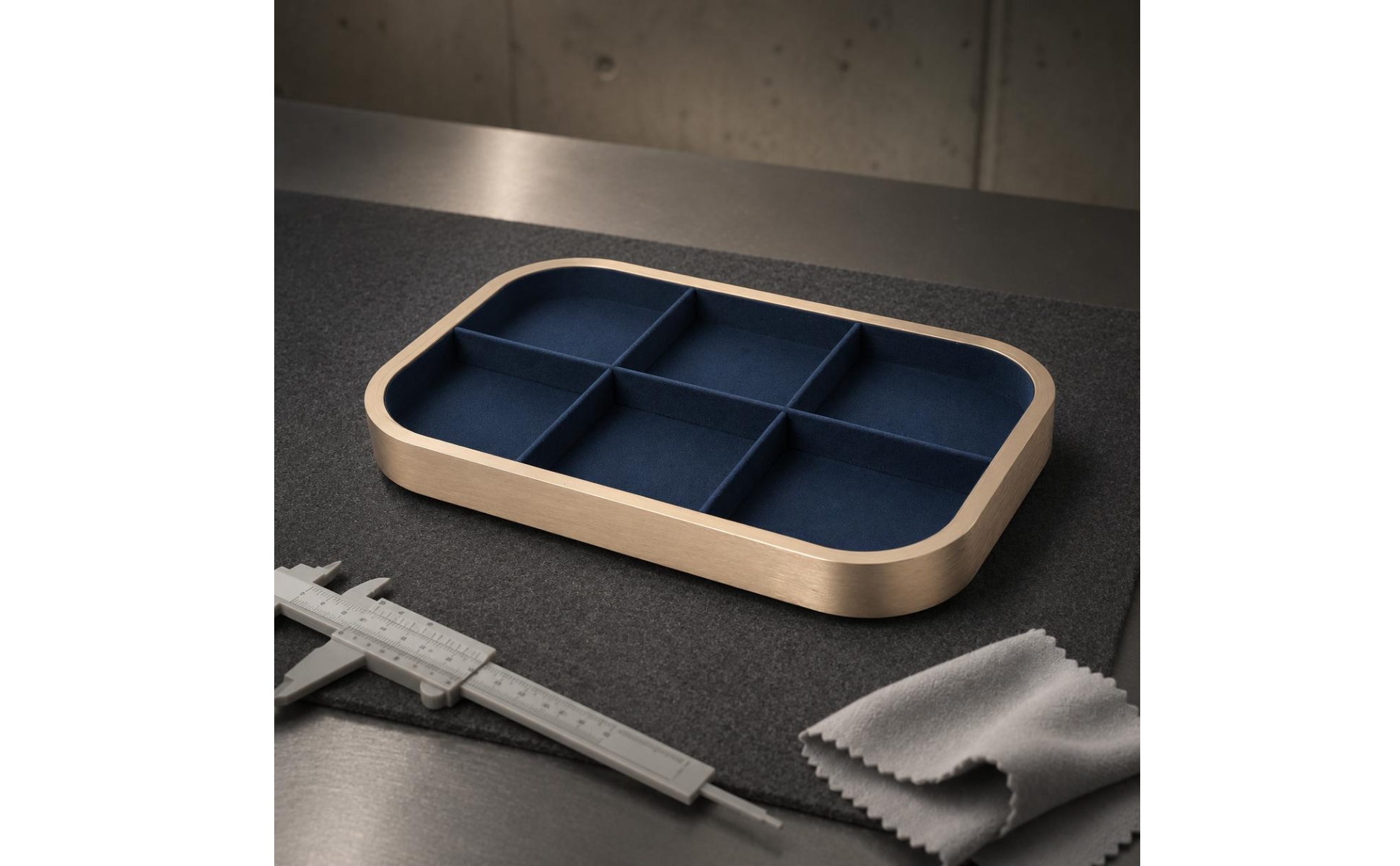 Rectangular Jewelry Tray Gold-Tone Microfiber-Lined Jewelry Tray Aluminum Alloy
