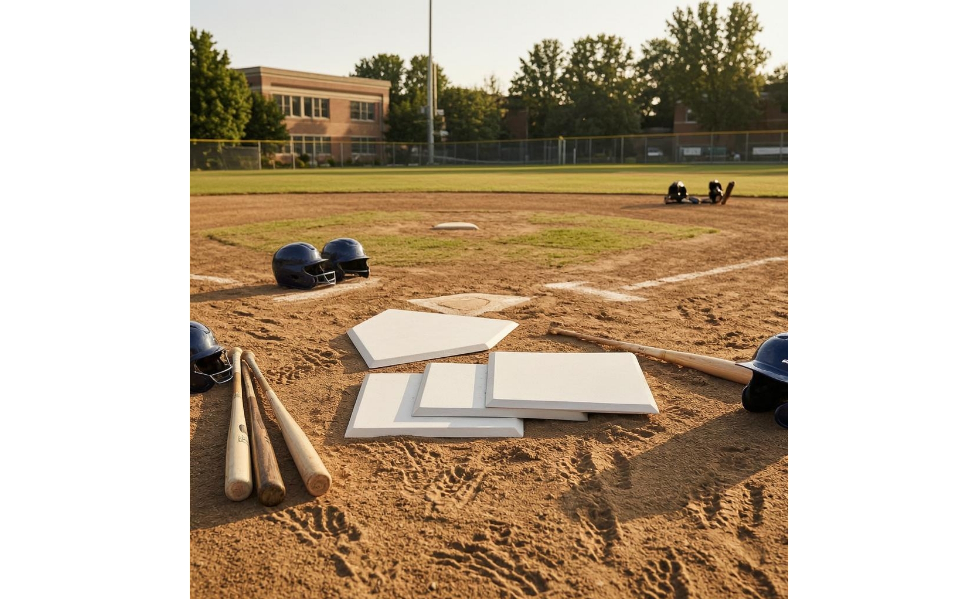 4 Pieces Baseball-Basisset abgeschrägte Kanten quadratische Basen weiß