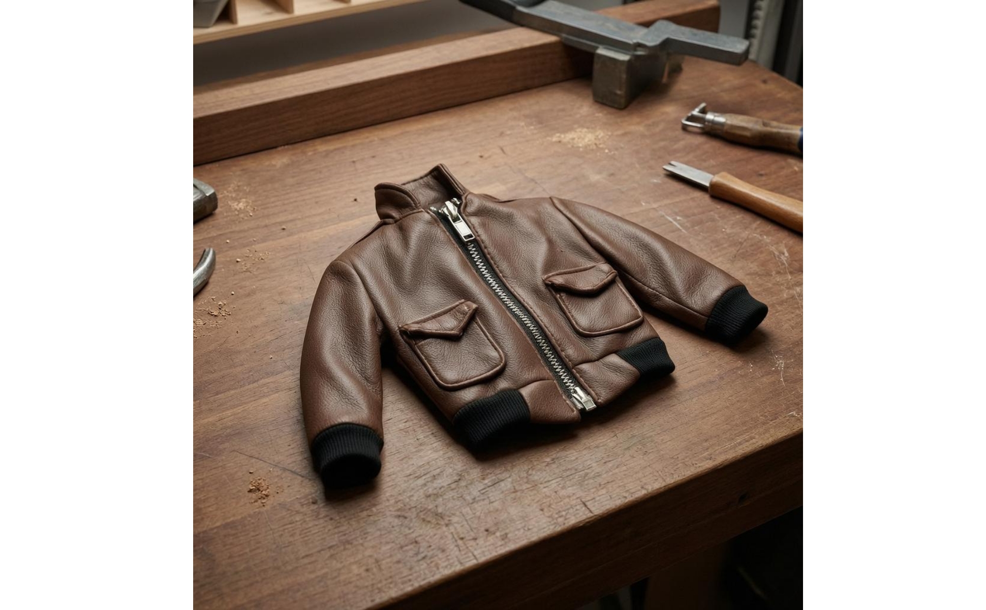 1/6 Scale Pilot Jacket Stand Collar 1/6 Scale Jacket Ribbed Cuffs